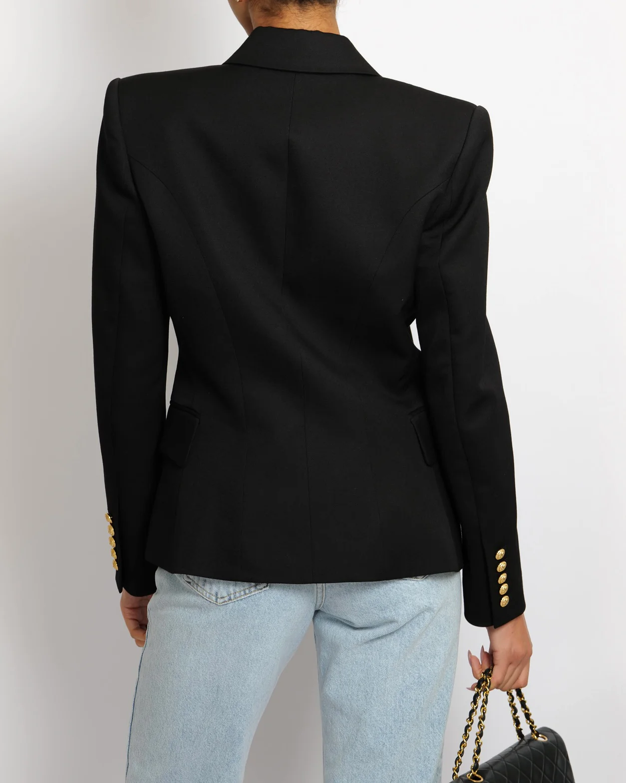 Balmain Black Wool Blazer Jacket with Gold Buttons Size FR 40 (UK 12) - Image 3