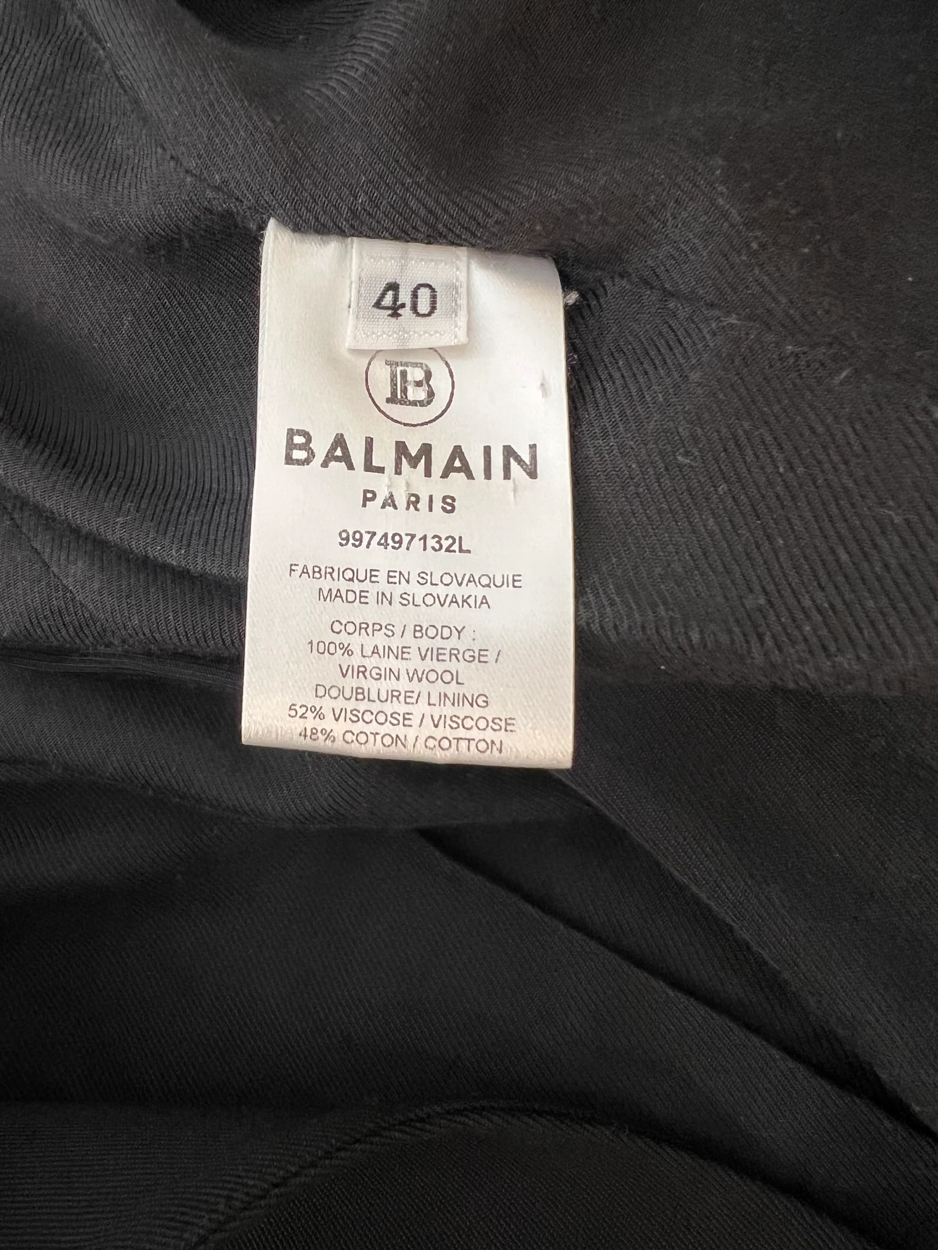 Balmain Black Wool Blazer Jacket with Gold Buttons Size FR 40 (UK 12) - Image 4