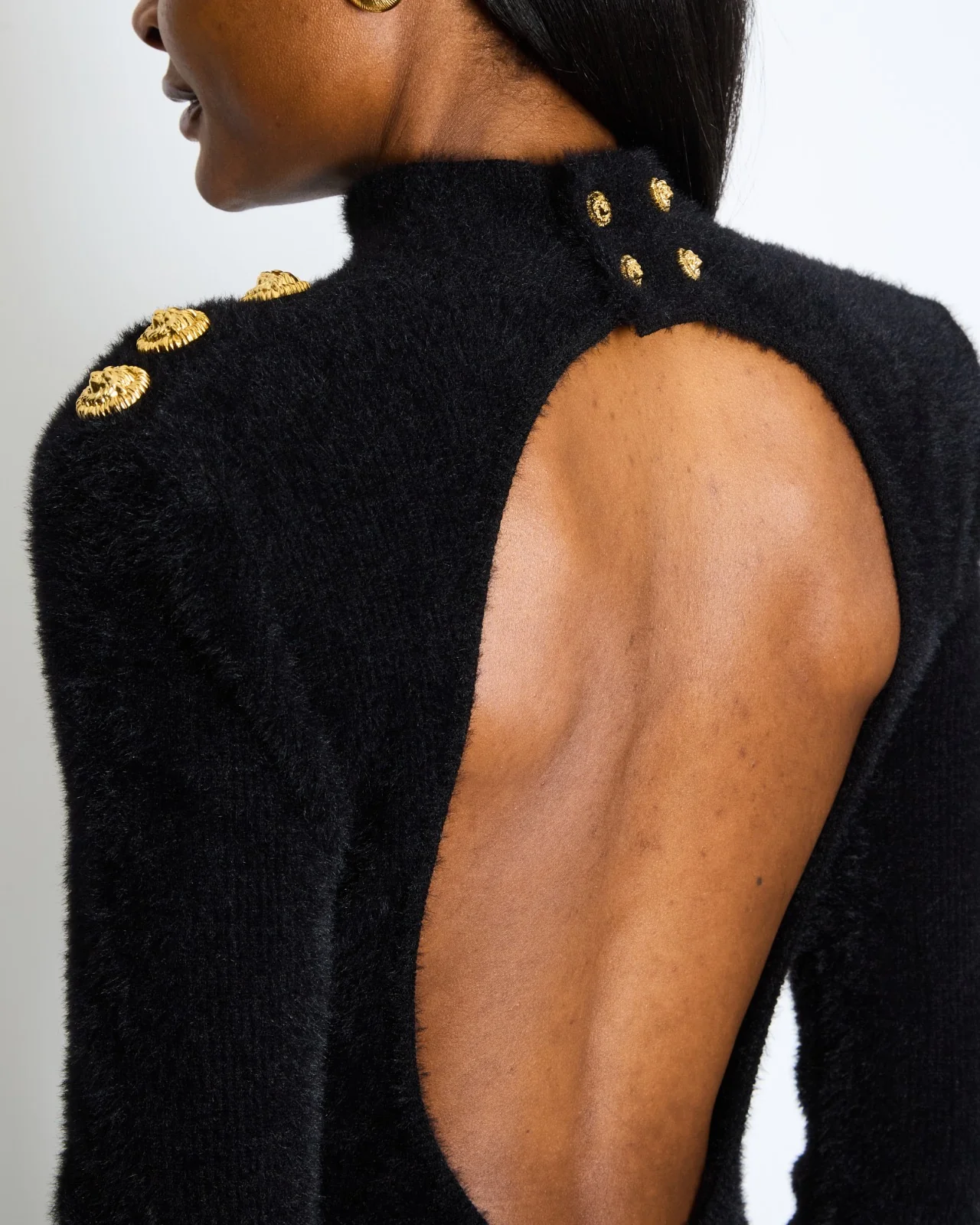 Balmain Black Open-Back Knitted Maxi Dress with Button Detail Size FR 36 (UK 8) RRP £2,225 - Image 3