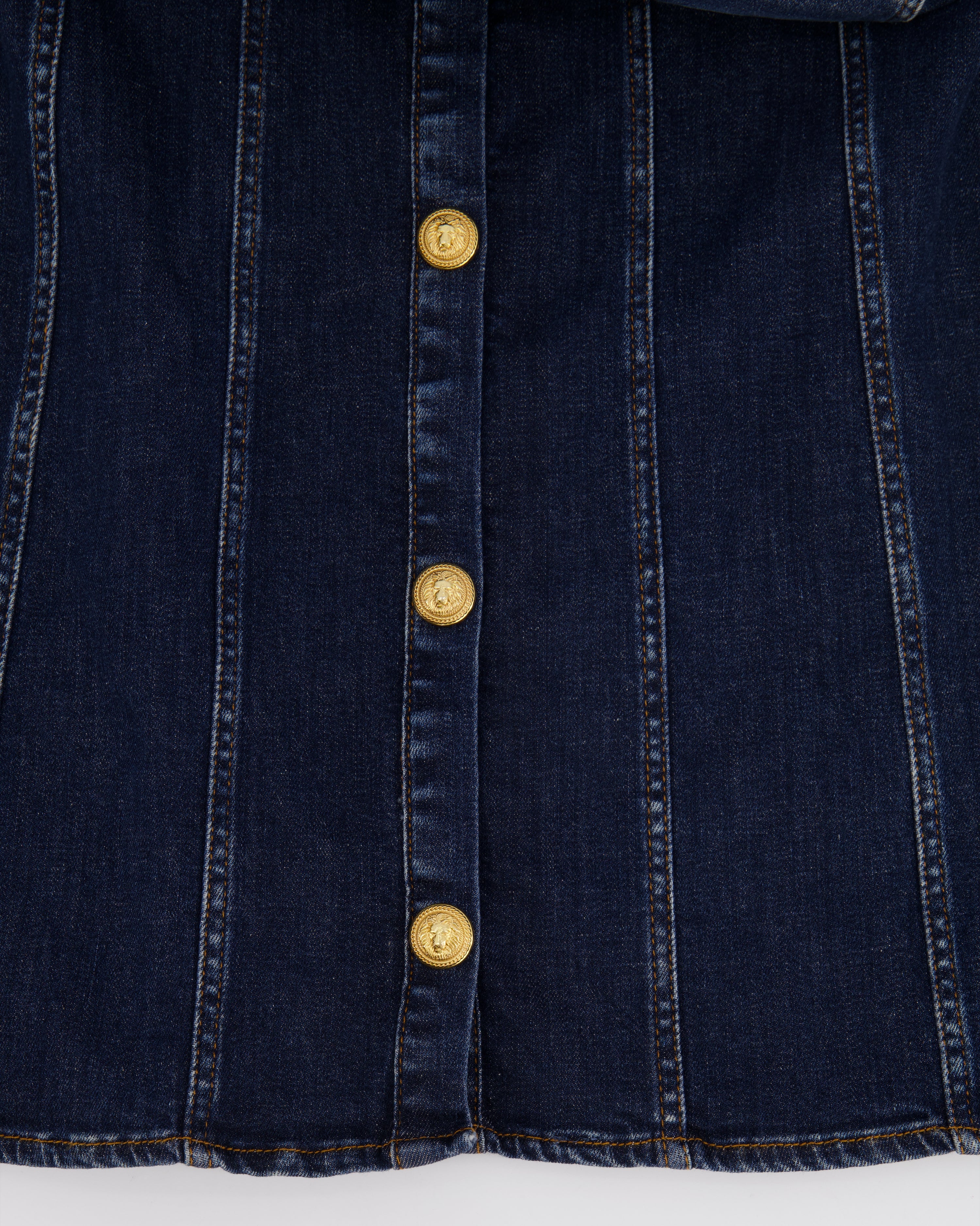 Balmain Kids Dark Blue Denim Dress with Belt and Gold Buttons Size 8 years RRP £550 - Image 4