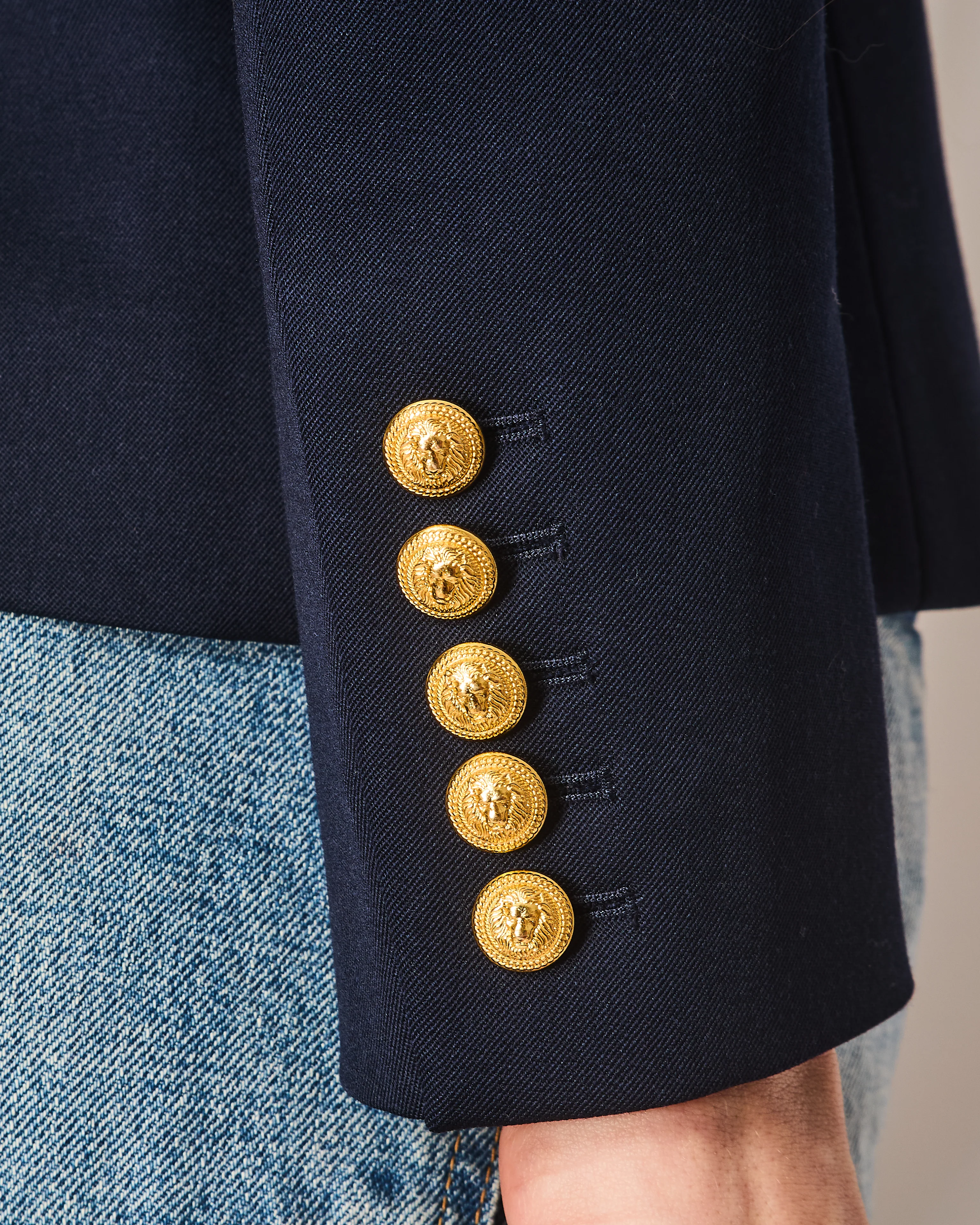 Balmain Navy Double Breasted Blazer with Gold Button Detail Size FR 38 (UK 10) - Image 3