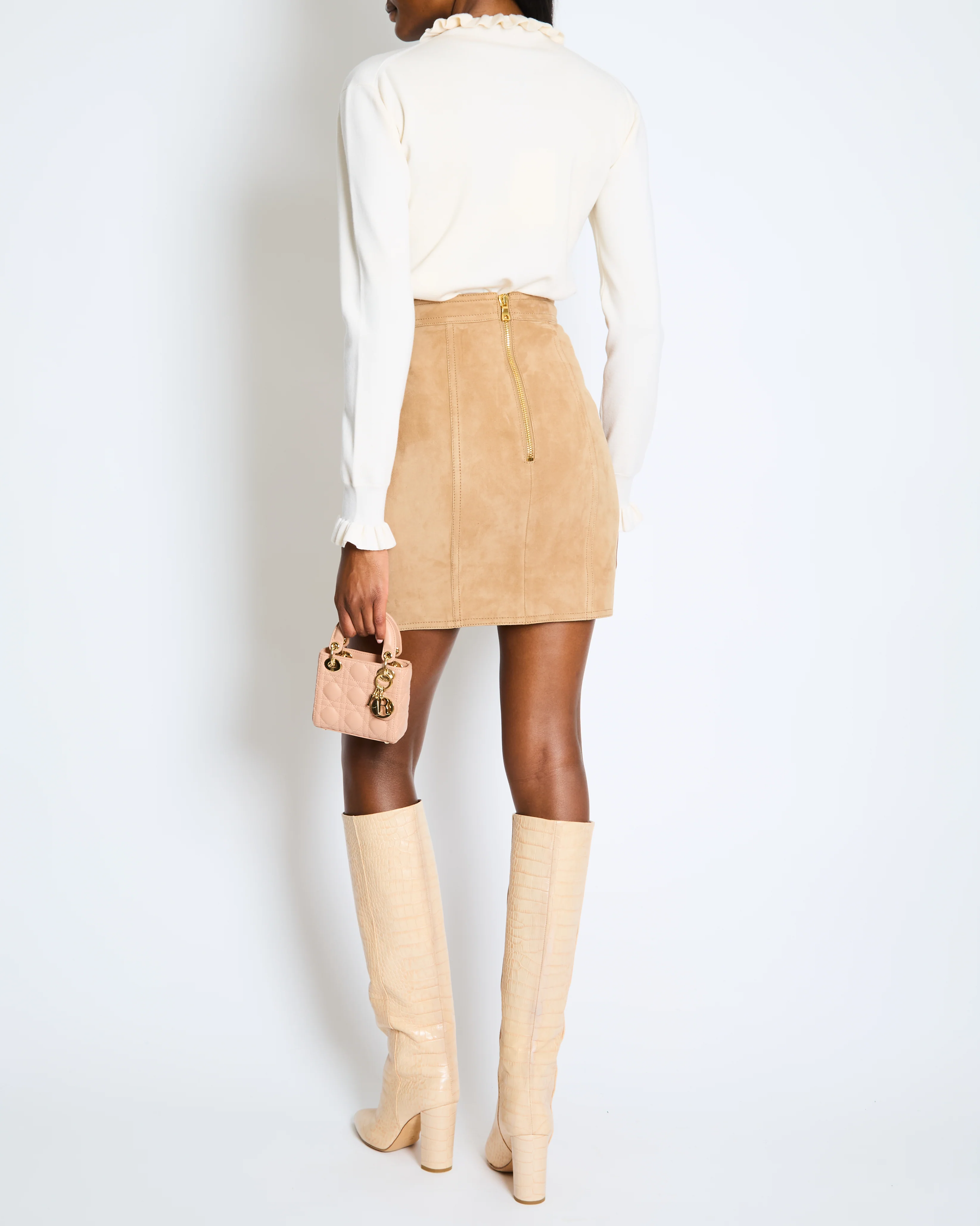 Balmain Tan Suede Lace-Up Mini Skirt Size FR 36 (UK 8) - Image 2