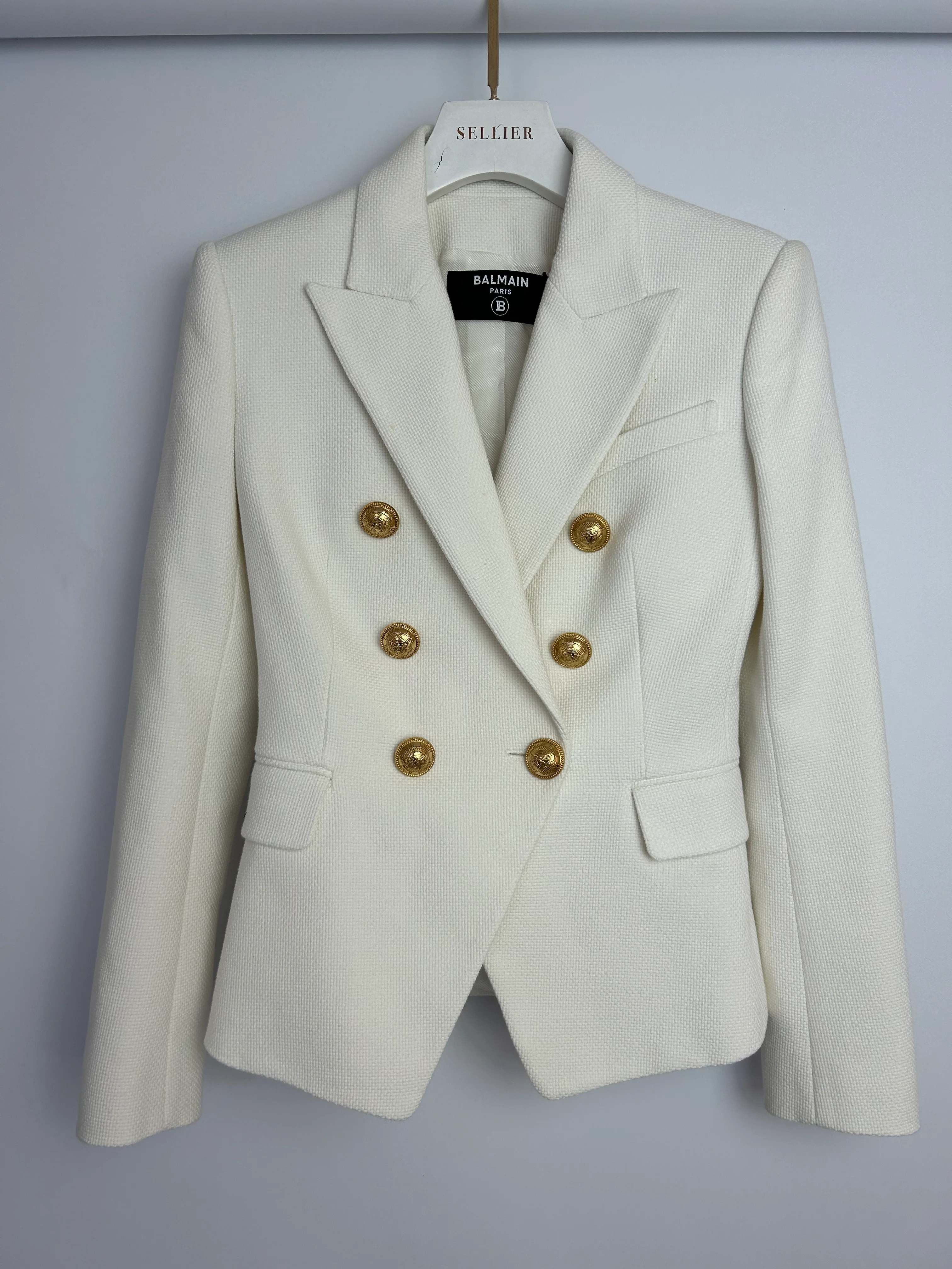 Balmain White Double Breasted Blazer Size FR 34 (UK 6) - Image 10