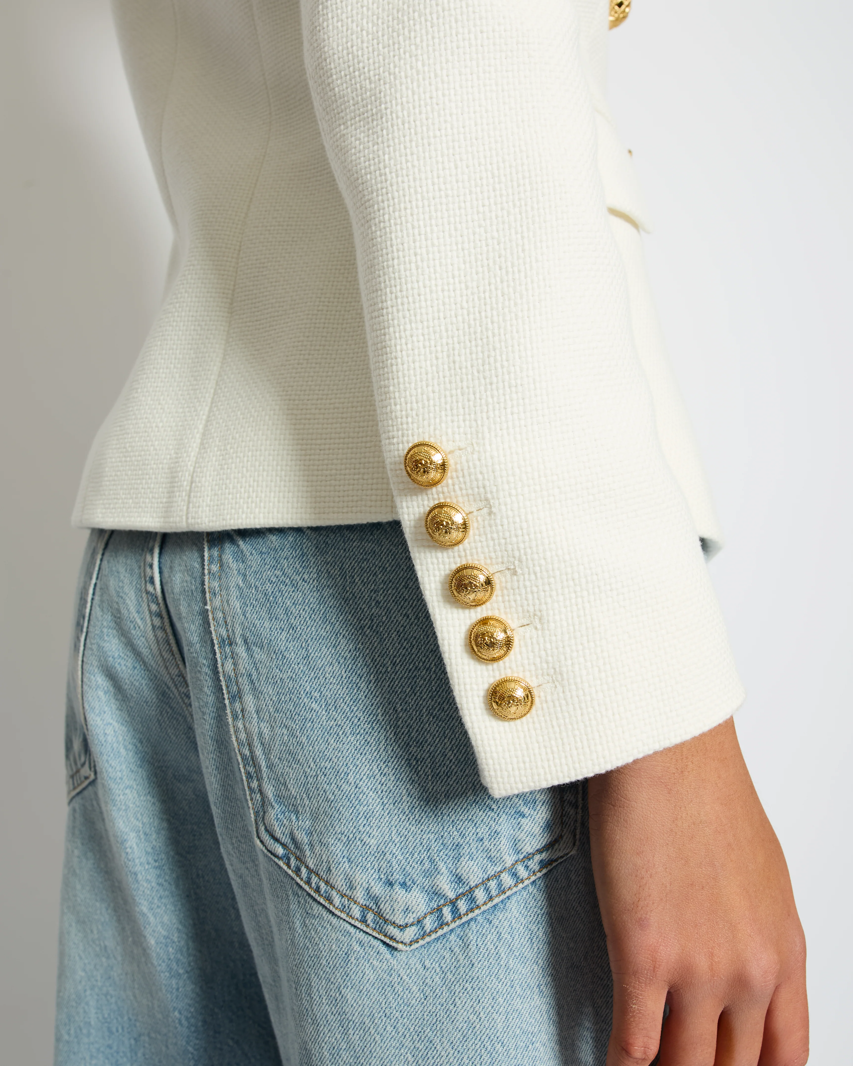 Balmain White Double Breasted Blazer Size FR 34 (UK 6) - Image 3