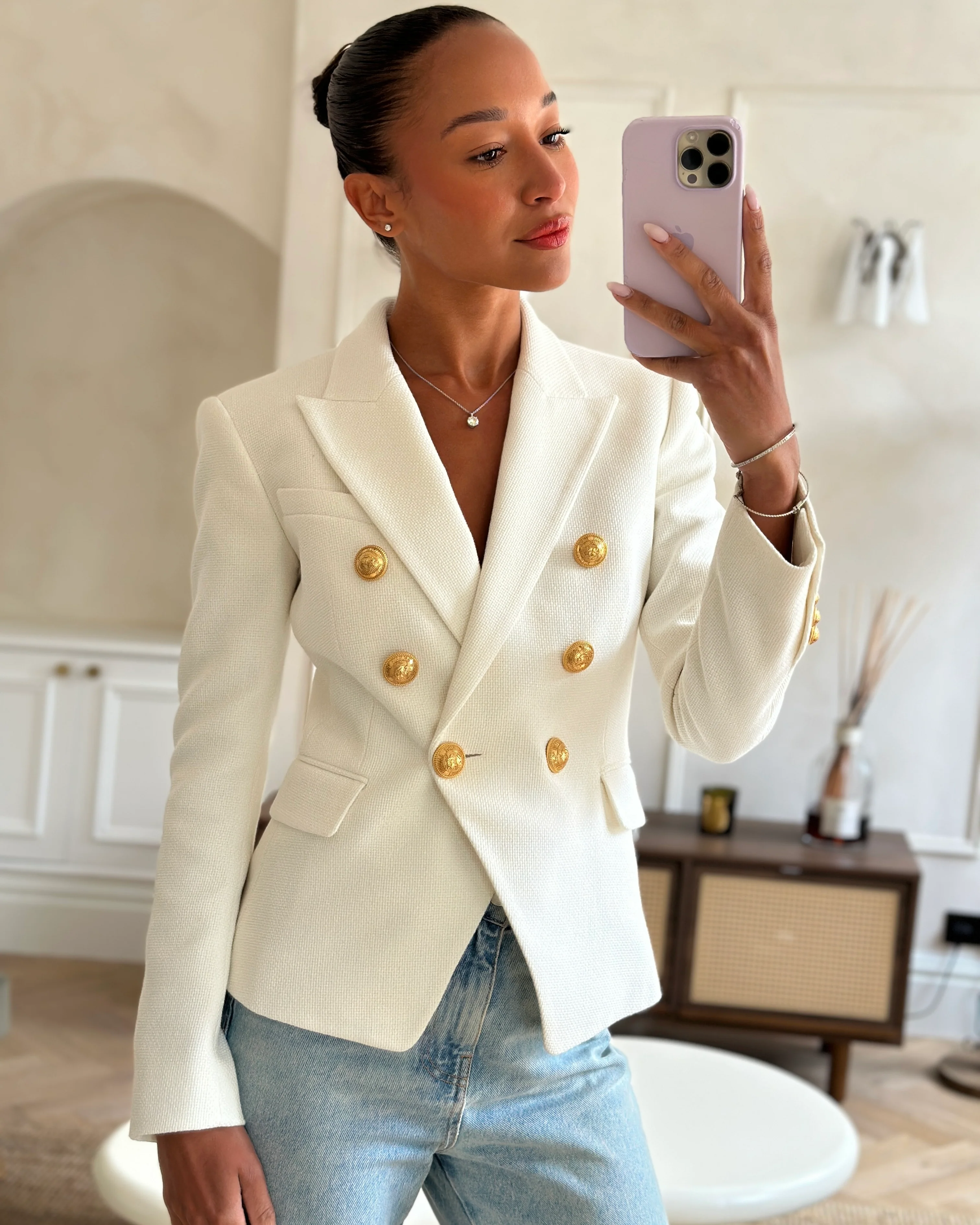 Balmain White Double Breasted Blazer Size FR 34 (UK 6) - Image 5