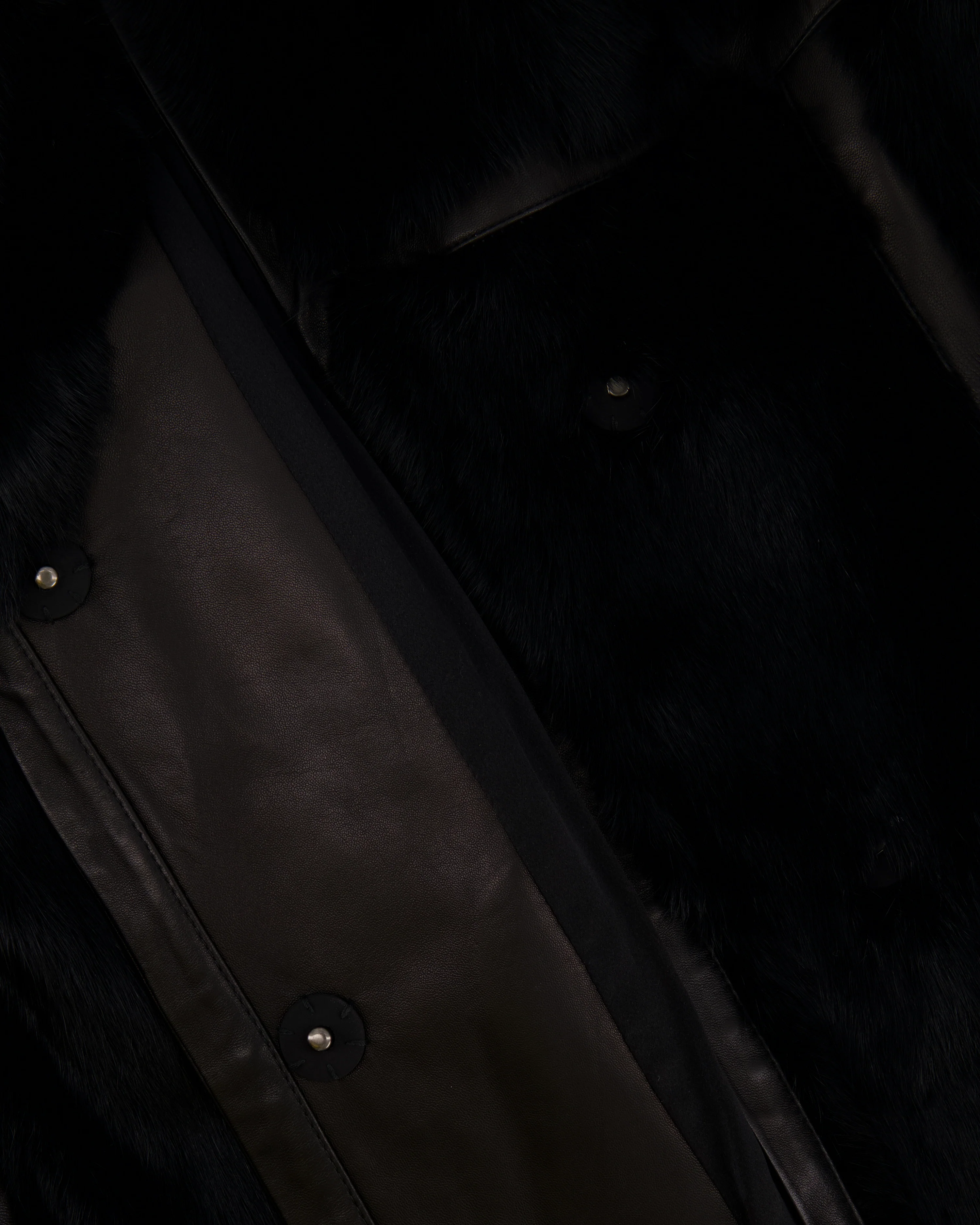 Barbara Bui Black Lambskin Leather and Fur Long Coat Size FR 36 (UK 8) RRP £3,500 - Image 2