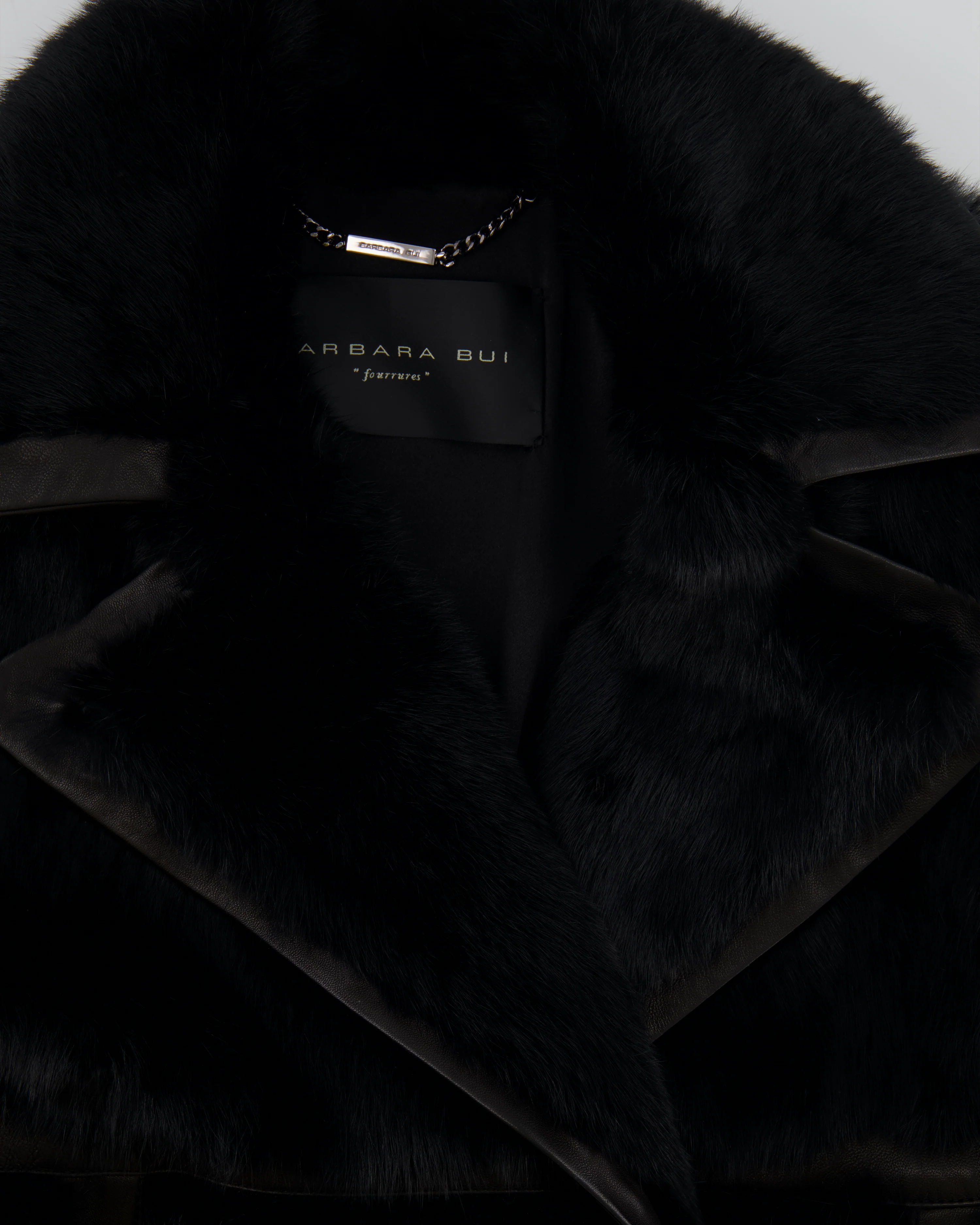 Barbara Bui Black Lambskin Leather and Fur Long Coat Size FR 36 (UK 8) RRP £3,500 - Image 3