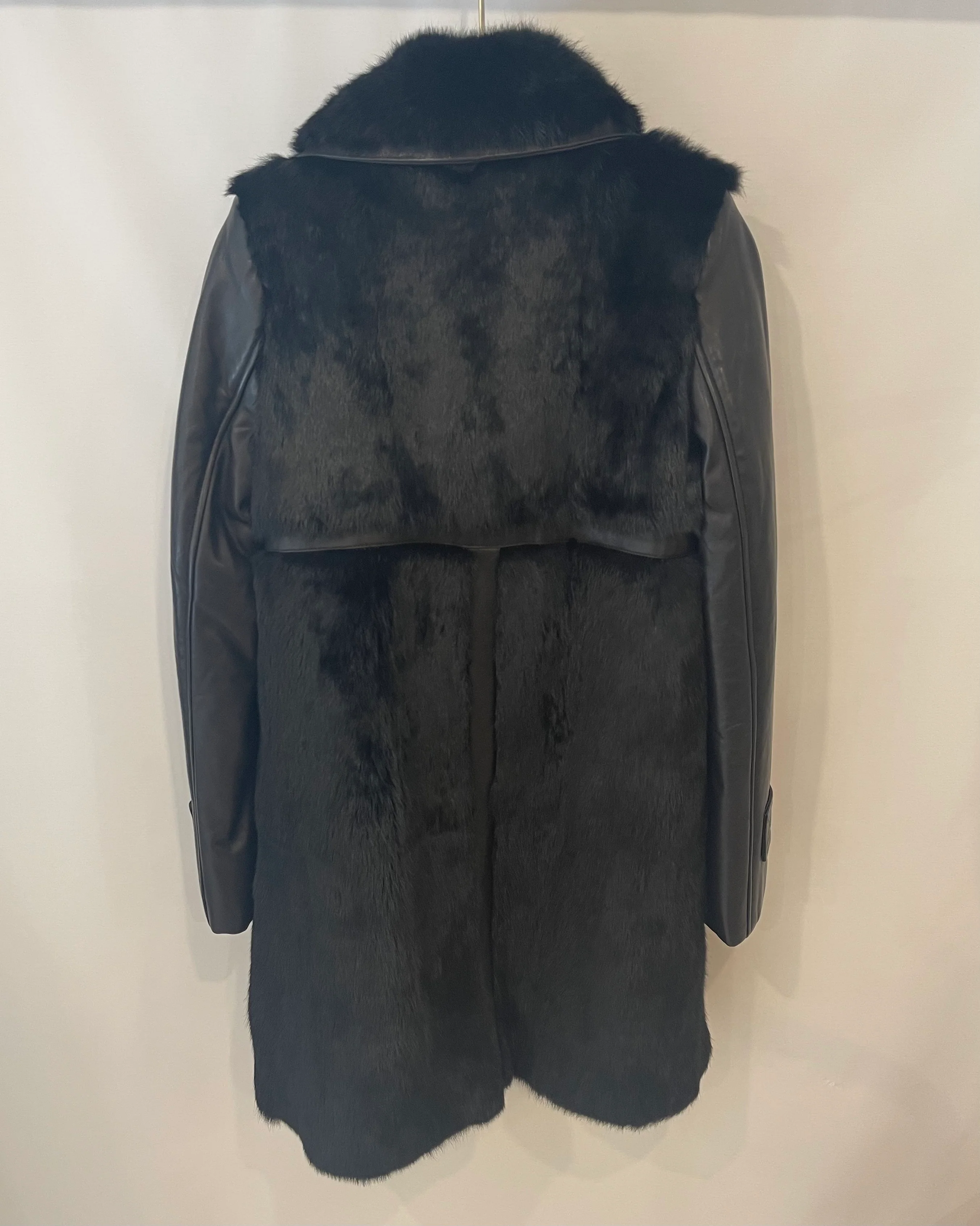 Barbara Bui Black Lambskin Leather and Fur Long Coat Size FR 36 (UK 8) RRP £3,500 - Image 5