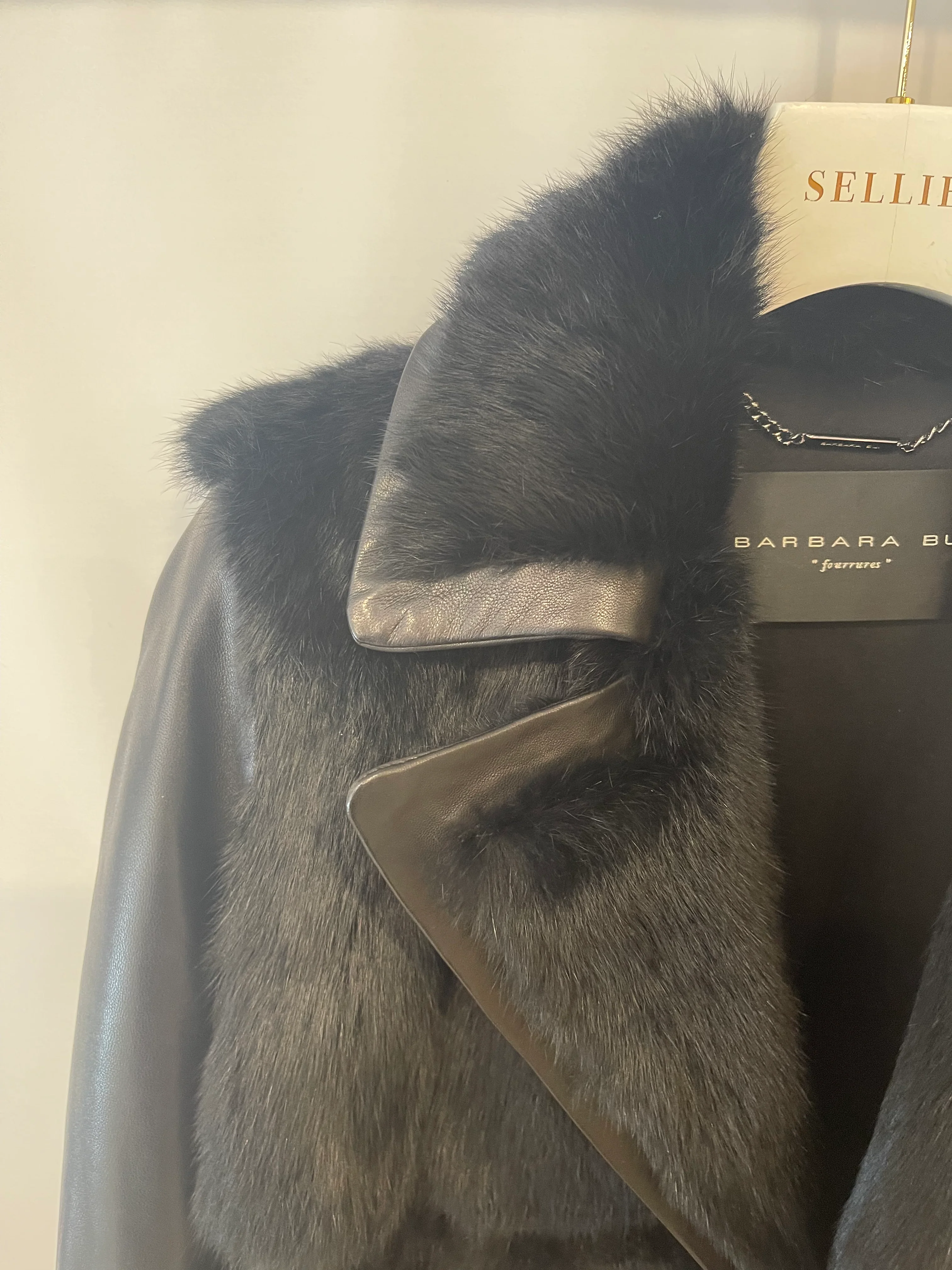 Barbara Bui Black Lambskin Leather and Fur Long Coat Size FR 36 (UK 8) RRP £3,500 - Image 6