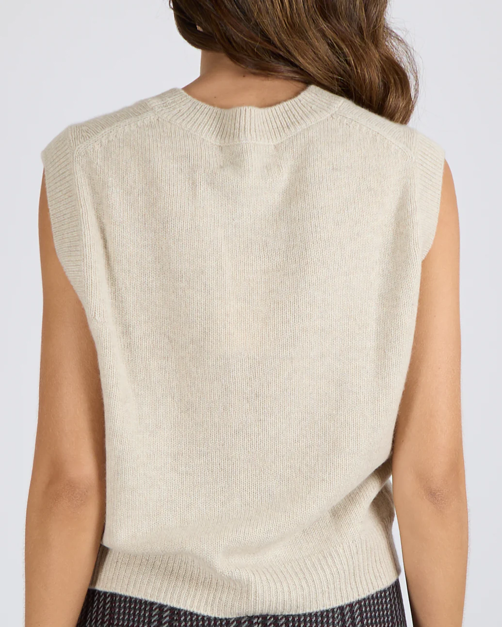 Bompard Cashmere Sleeveless Jumper Vest in Oatmeal Size L (UK 12) RRP £350 - Image 3