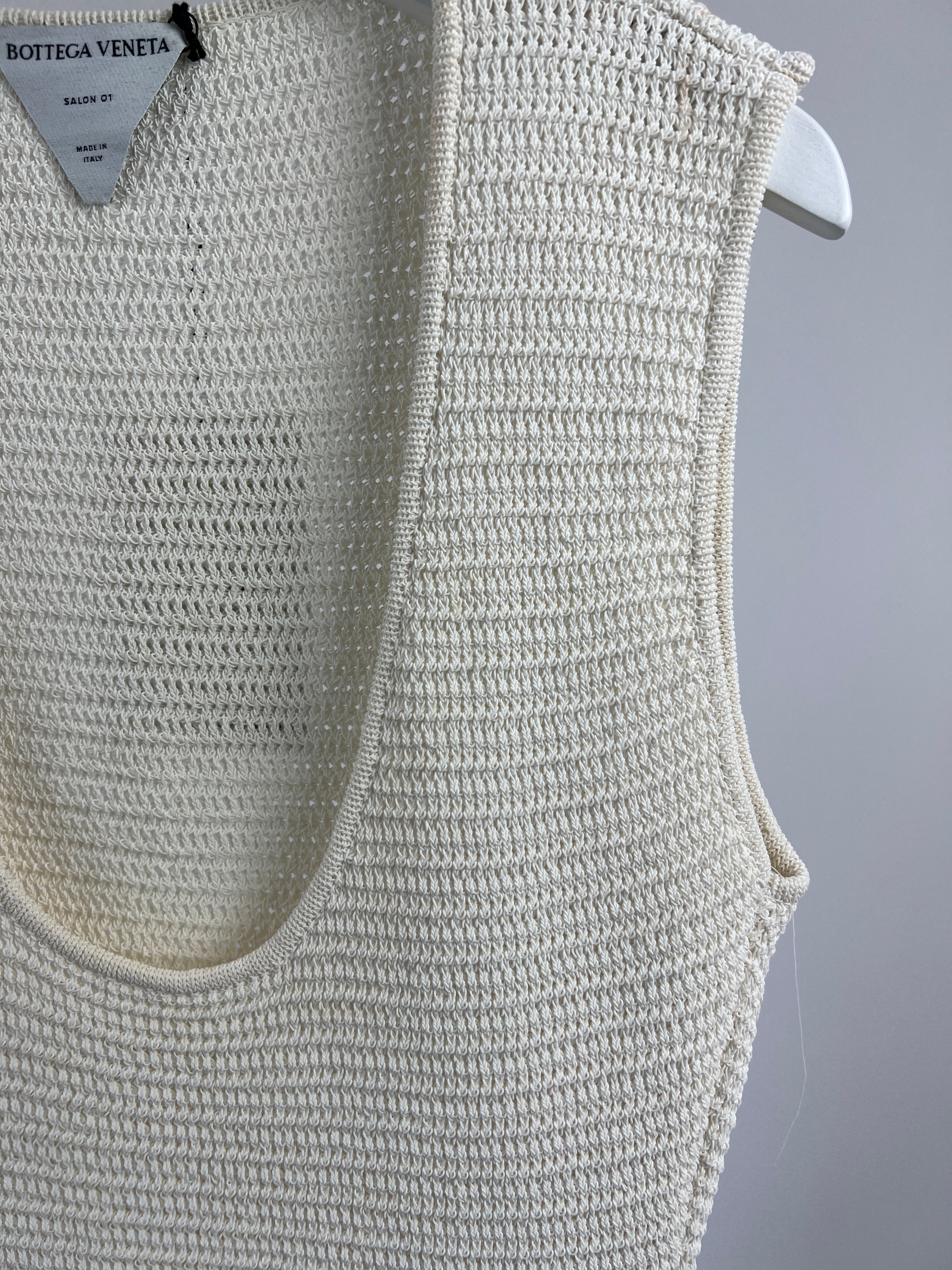 Bottega Cream Open-Knit Cotton Blend Mini Dress Size L (UK 14) - Image 12