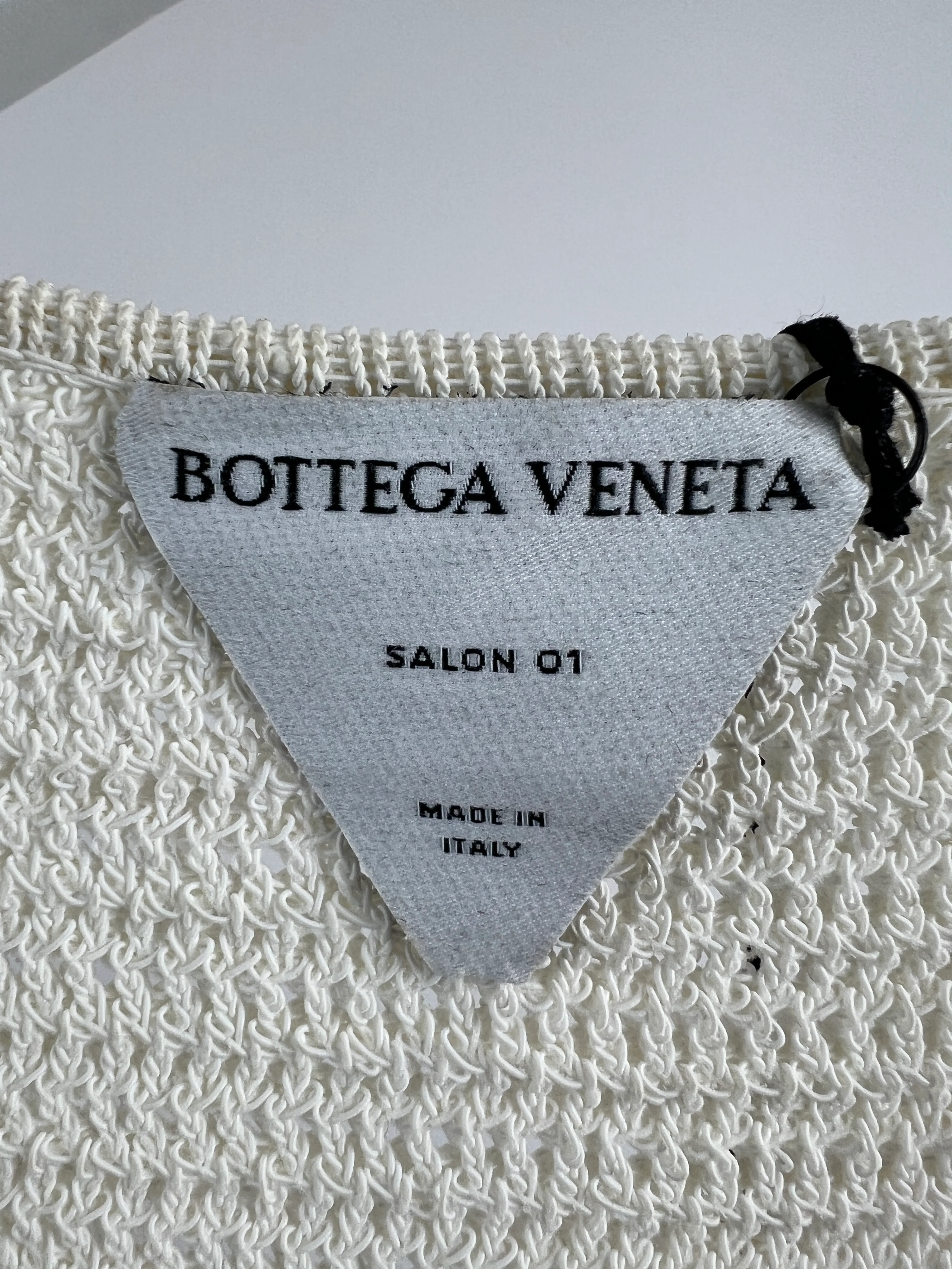 Bottega Cream Open-Knit Cotton Blend Mini Dress Size L (UK 14) - Image 13