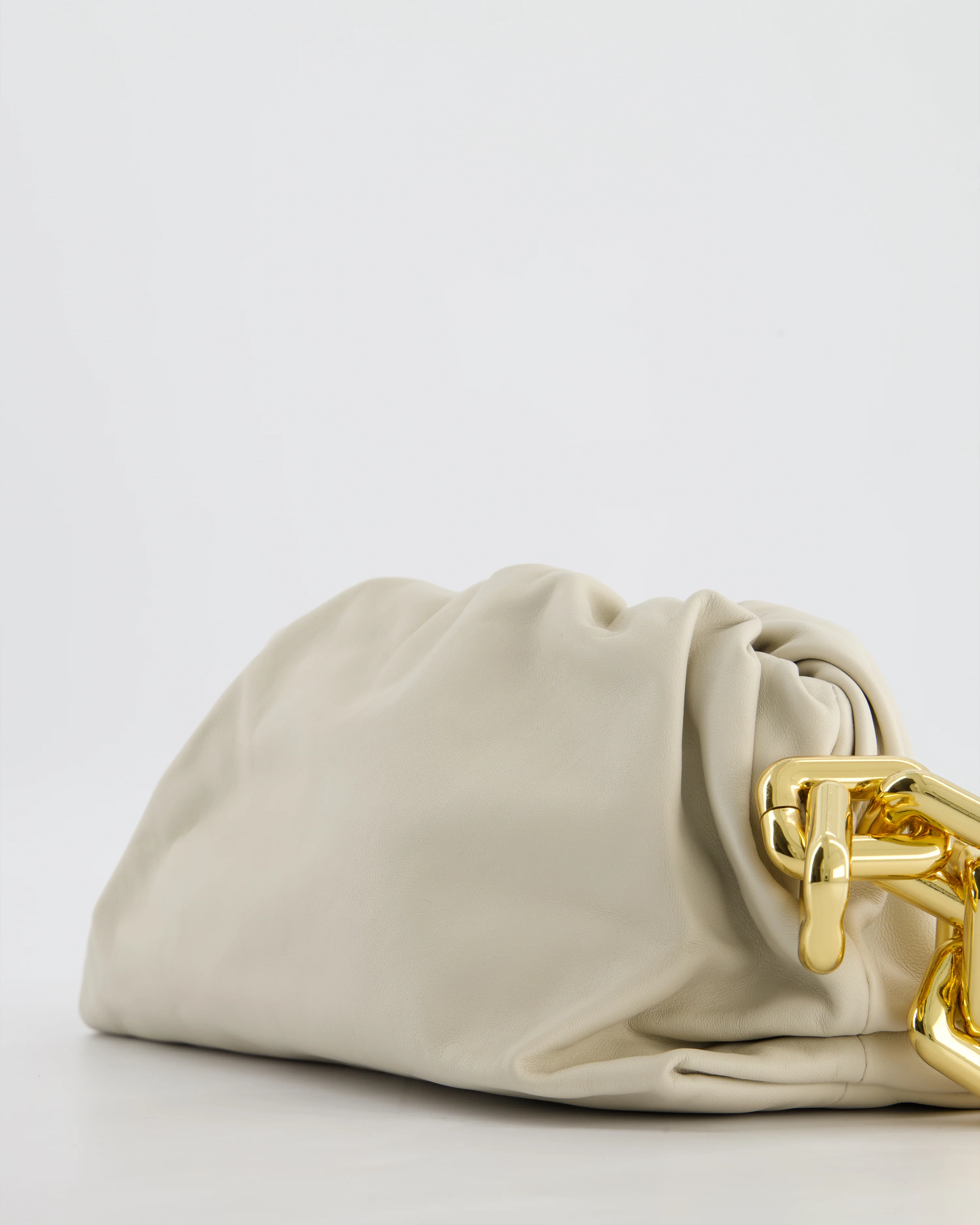 Bottega Veneta Beige Chain Pouch Bag in Soft Nappa Leather with Gold Hardware - Image 10