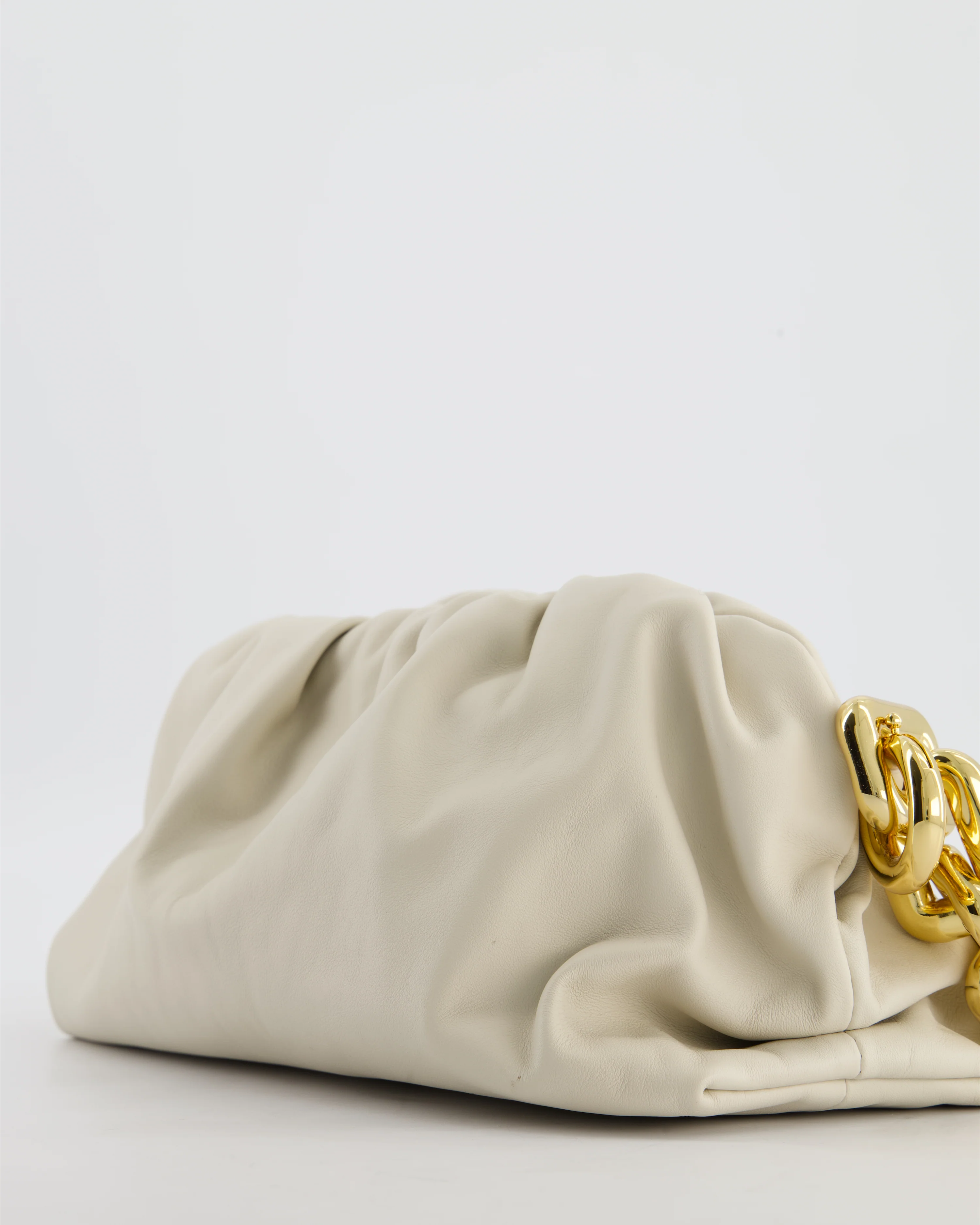 Bottega Veneta Beige Chain Pouch Bag in Soft Nappa Leather with Gold Hardware - Image 11