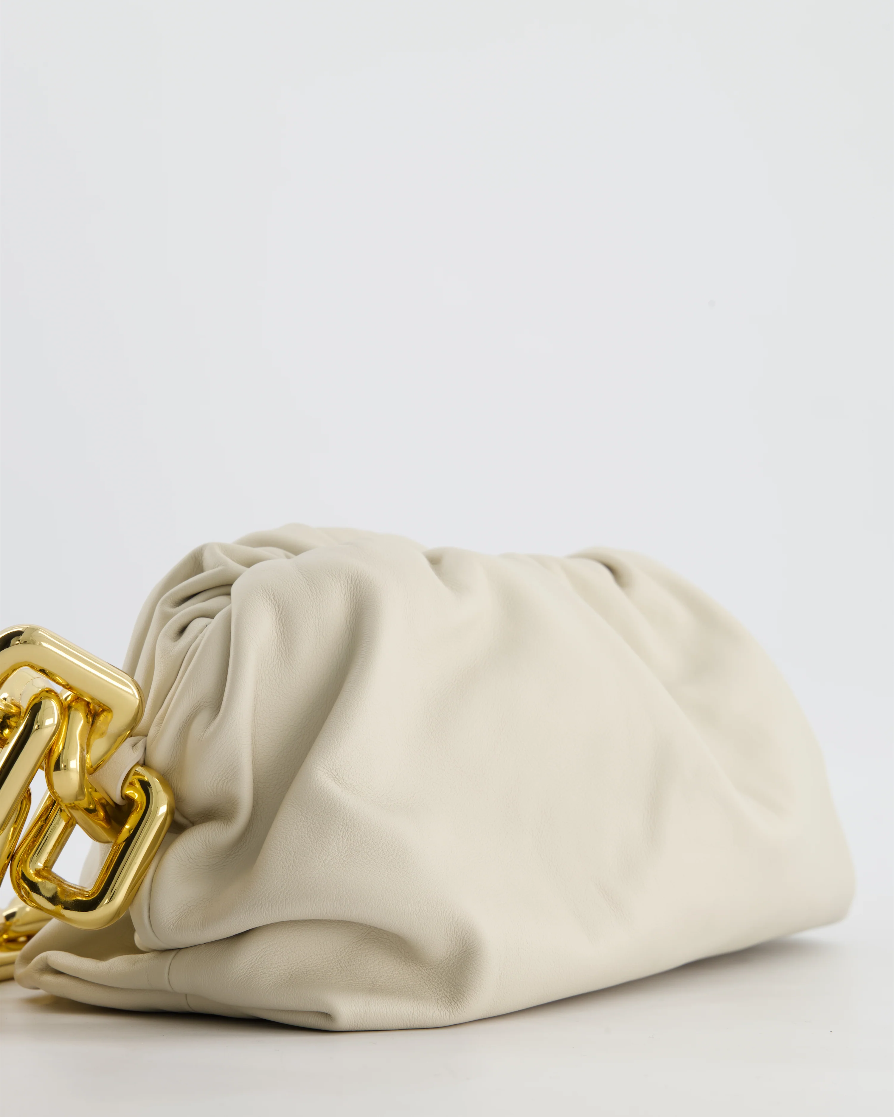 Bottega Veneta Beige Chain Pouch Bag in Soft Nappa Leather with Gold Hardware - Image 12
