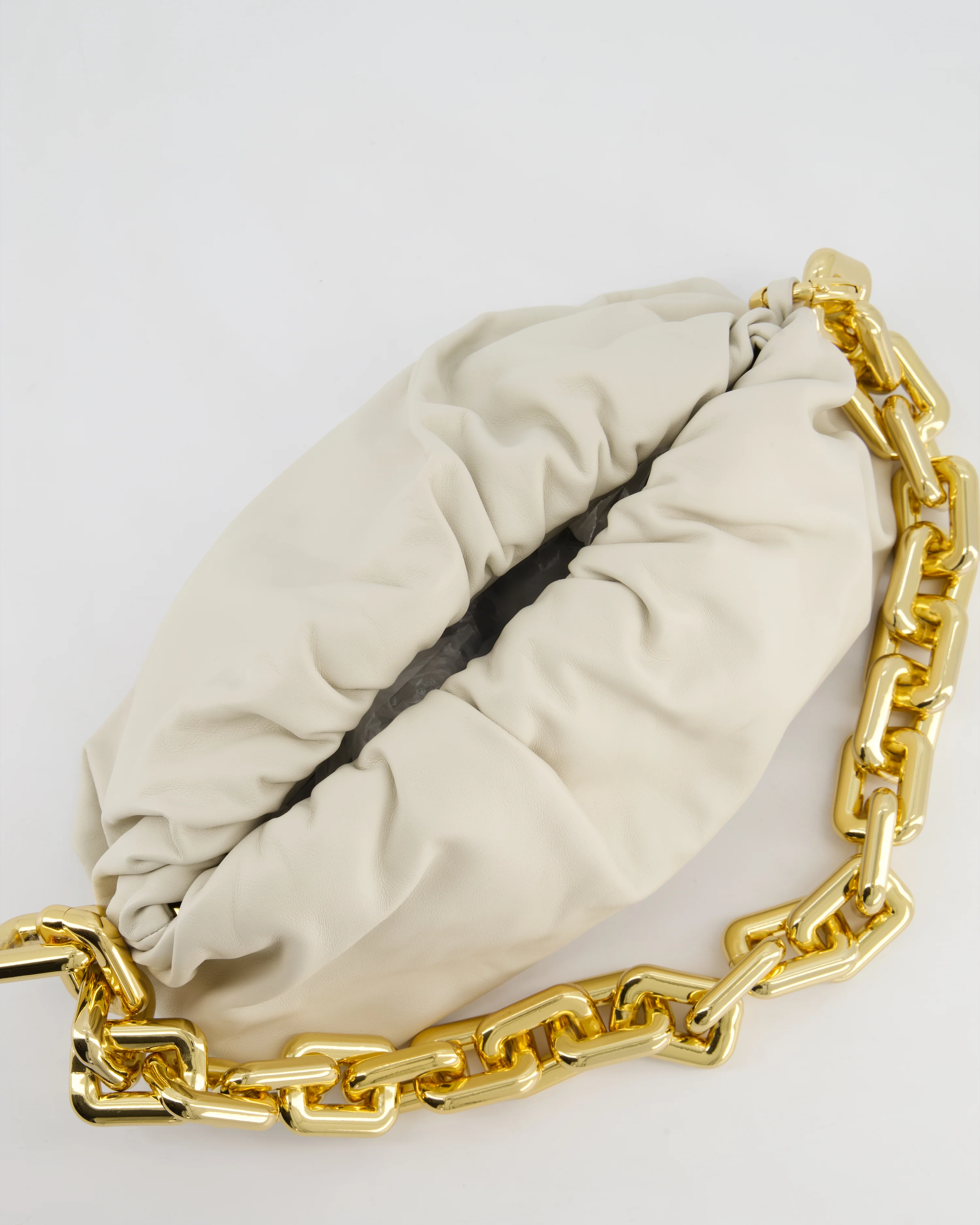 Bottega Veneta Beige Chain Pouch Bag in Soft Nappa Leather with Gold Hardware - Image 15