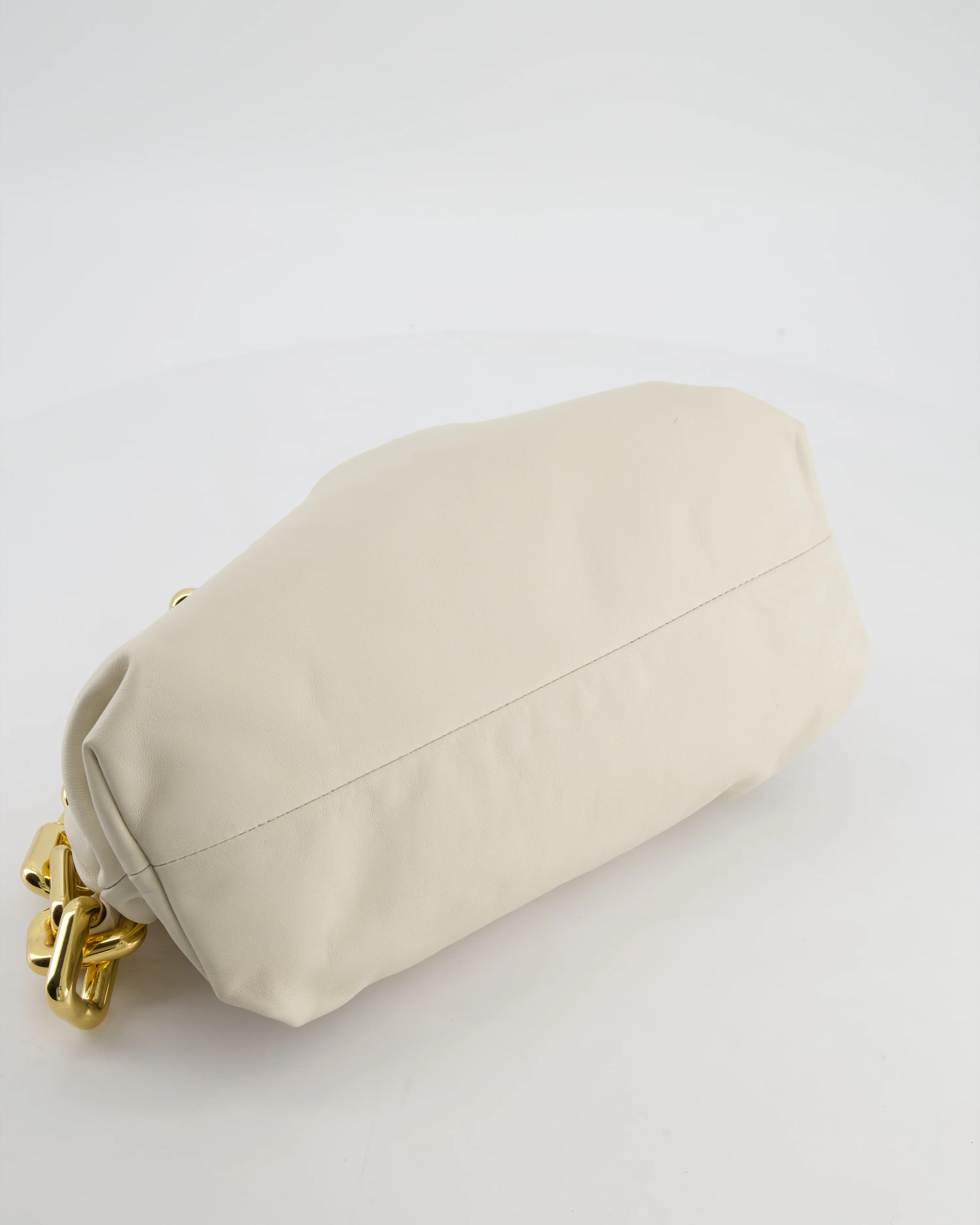 Bottega Veneta Beige Chain Pouch Bag in Soft Nappa Leather with Gold Hardware - Image 16