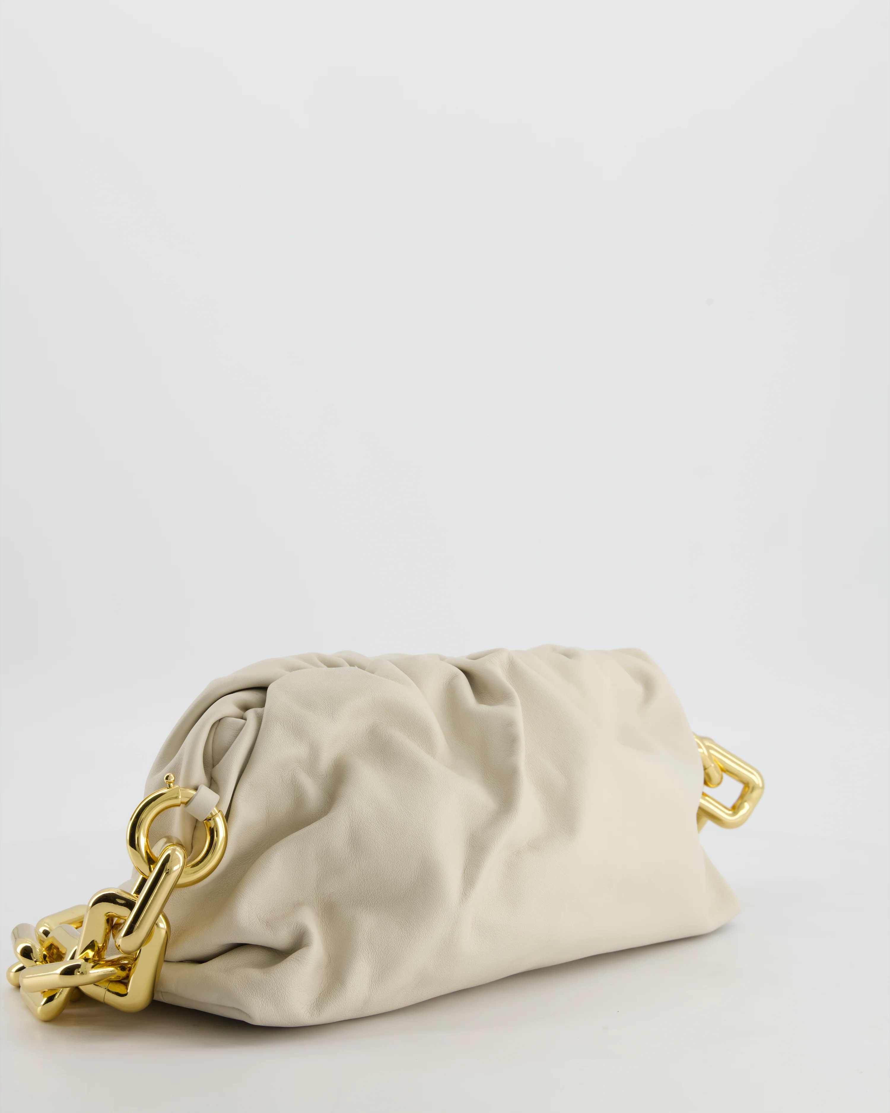 Bottega Veneta Beige Chain Pouch Bag in Soft Nappa Leather with Gold Hardware - Image 2