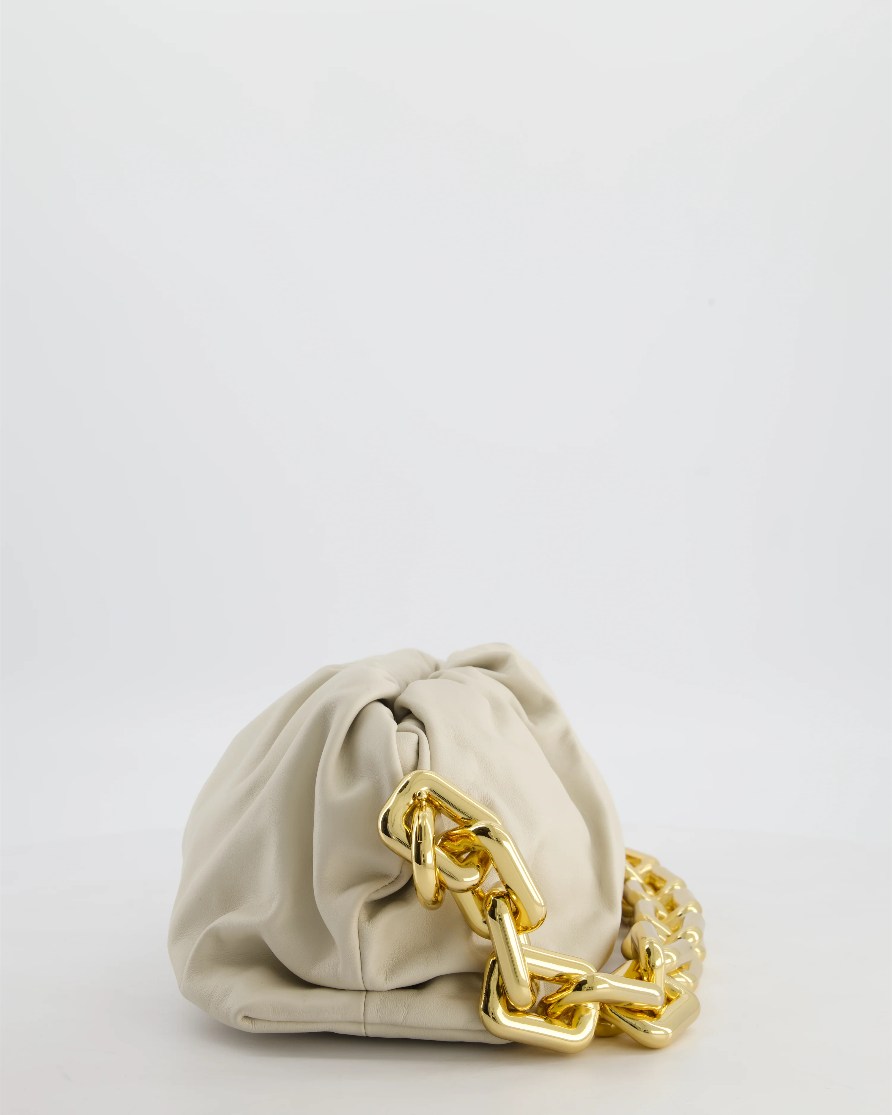 Bottega Veneta Beige Chain Pouch Bag in Soft Nappa Leather with Gold Hardware - Image 3