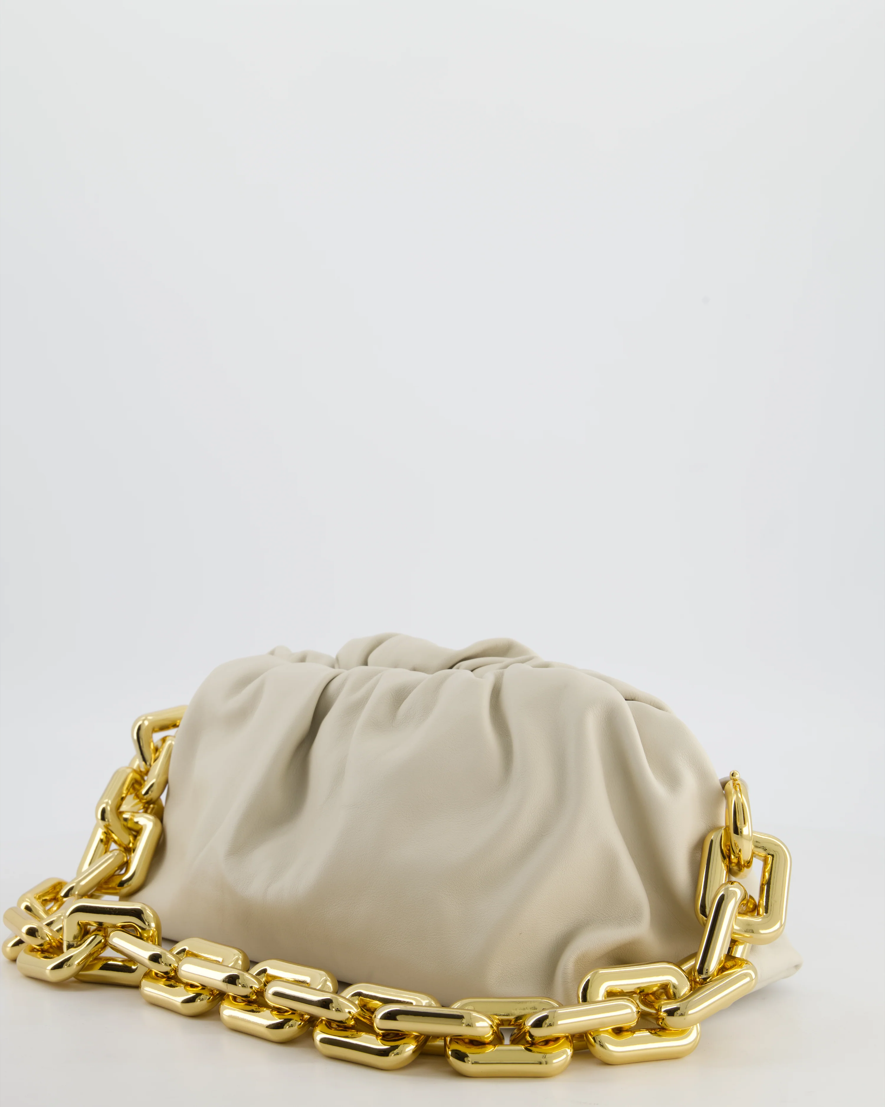 Bottega Veneta Beige Chain Pouch Bag in Soft Nappa Leather with Gold Hardware - Image 4