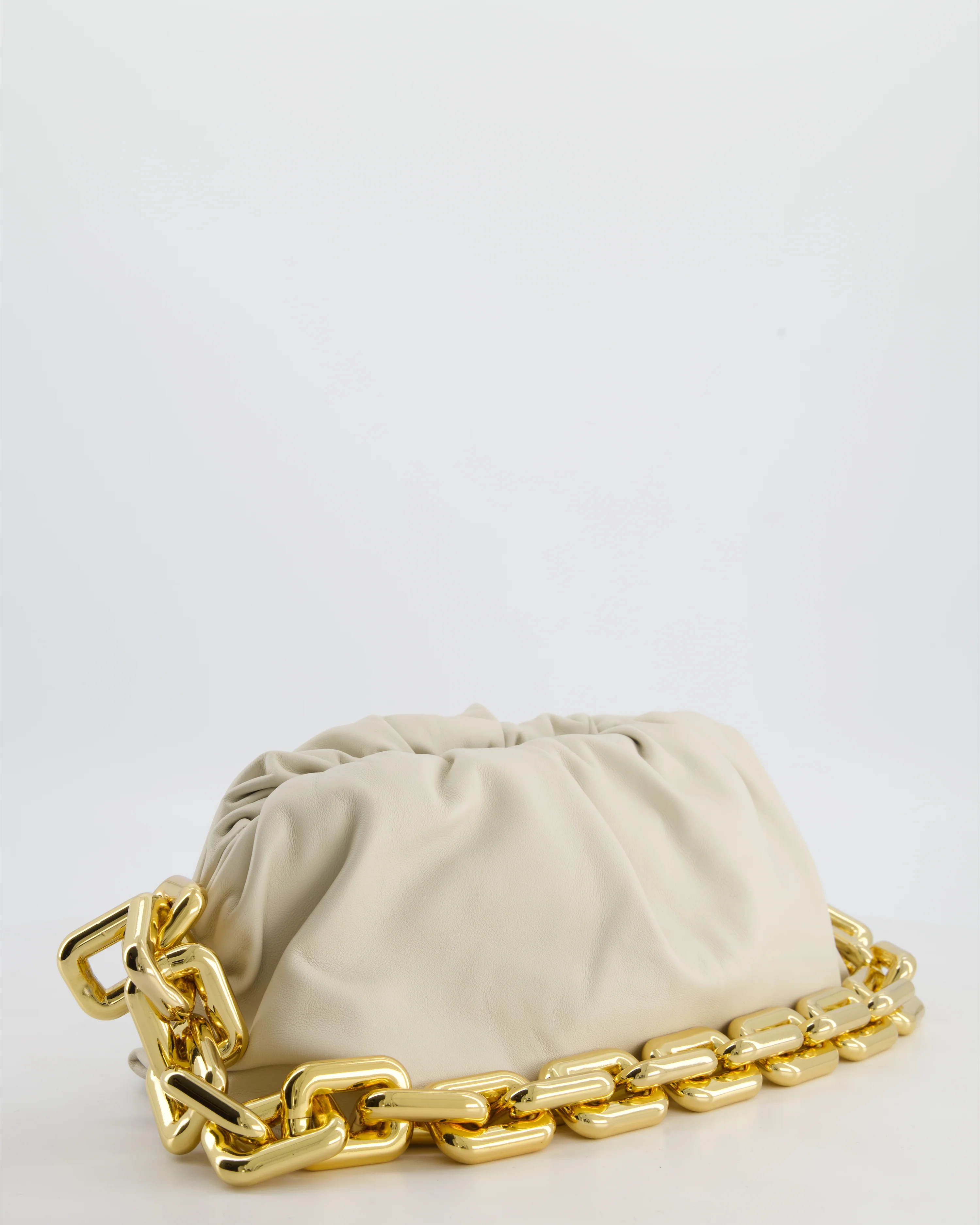 Bottega Veneta Beige Chain Pouch Bag in Soft Nappa Leather with Gold Hardware - Image 6