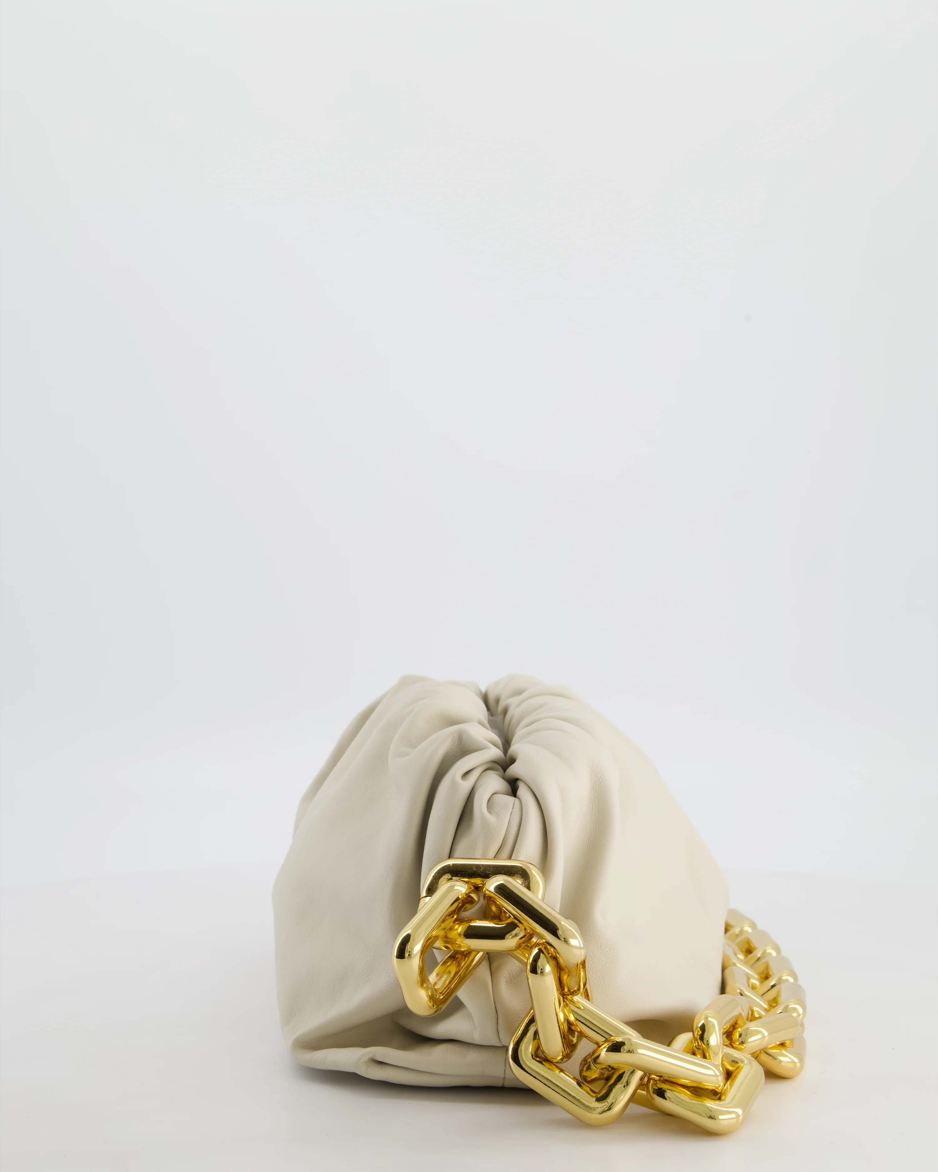 Bottega Veneta Beige Chain Pouch Bag in Soft Nappa Leather with Gold Hardware - Image 7