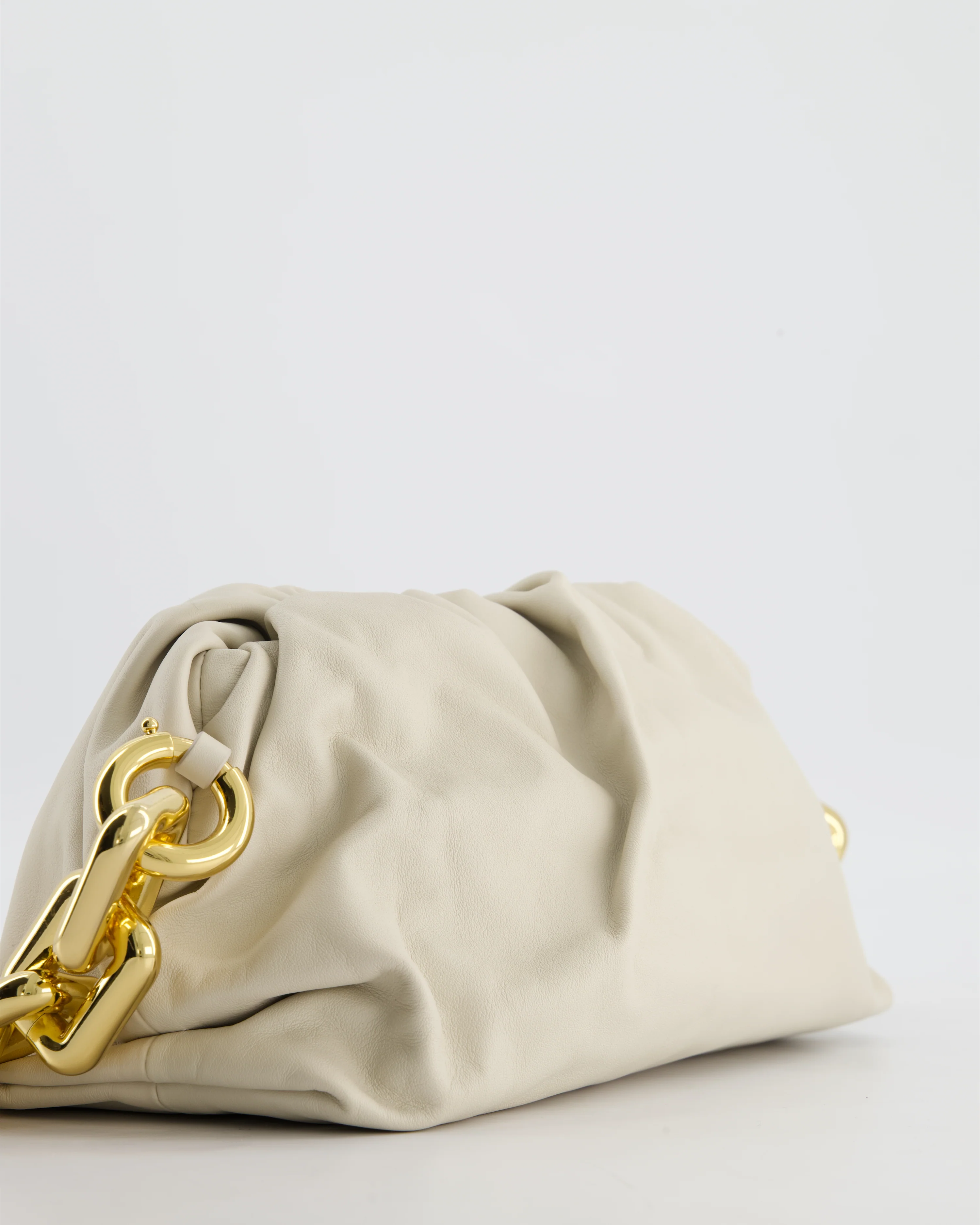Bottega Veneta Beige Chain Pouch Bag in Soft Nappa Leather with Gold Hardware - Image 9