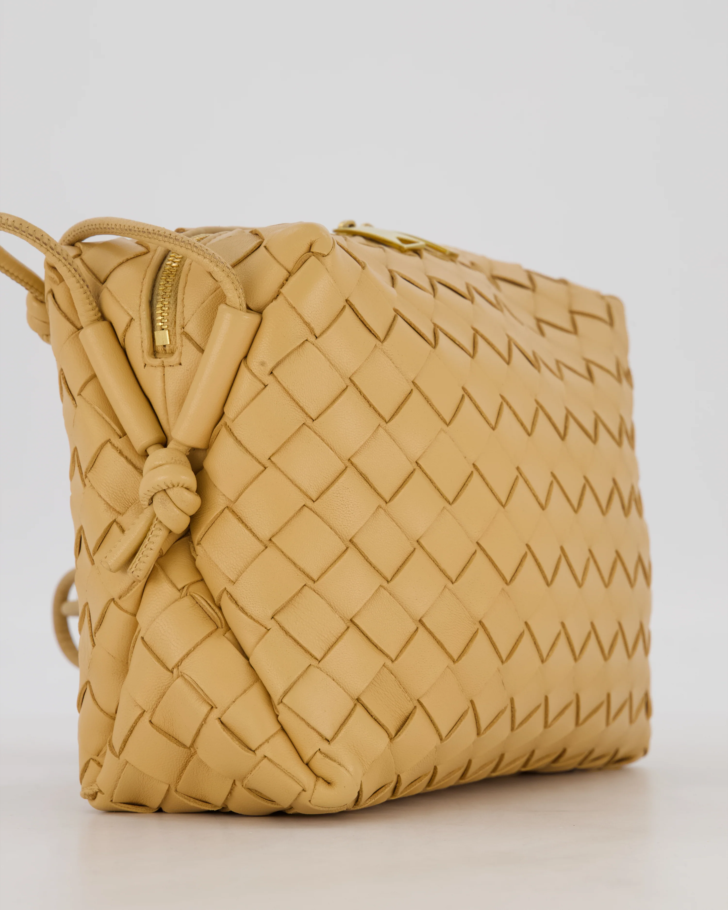 Bottega Veneta Beige Medium Loop Intrecciato Camera Bag in Lambskin Leather - Image 10