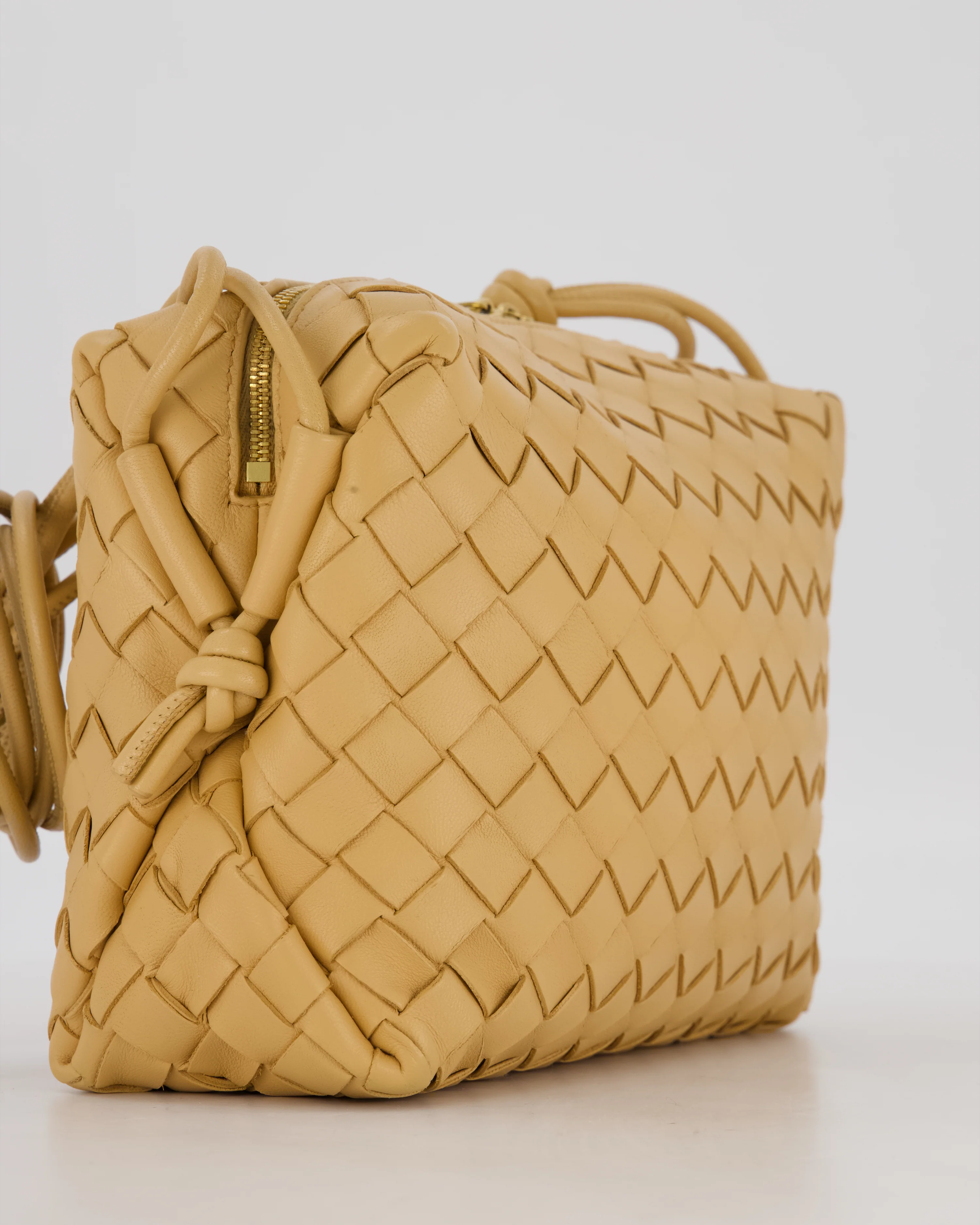 Bottega Veneta Beige Medium Loop Intrecciato Camera Bag in Lambskin Leather - Image 13