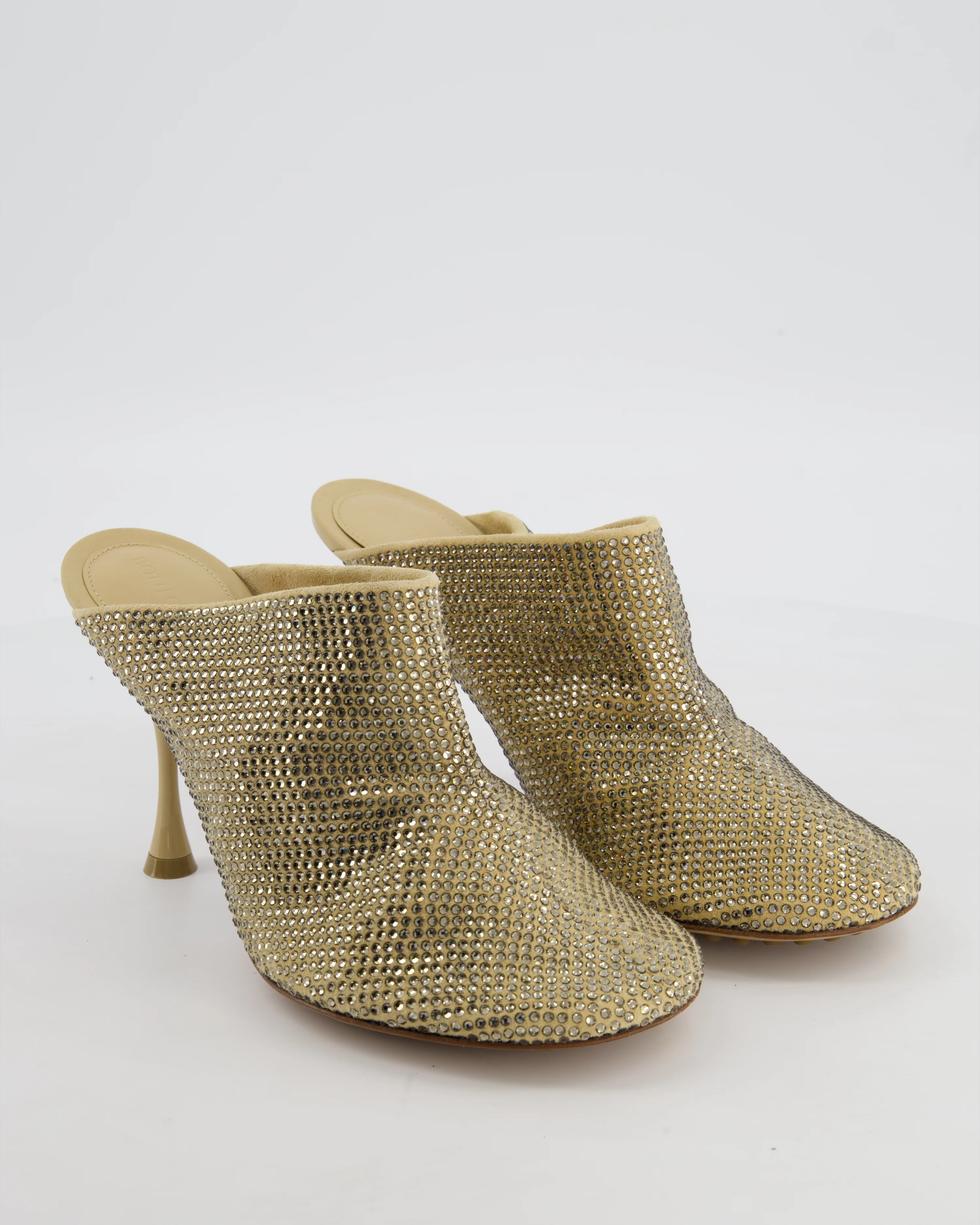 Bottega Veneta Beige Rhinestone Dot Sock Mules Size EU 39 - Image 2