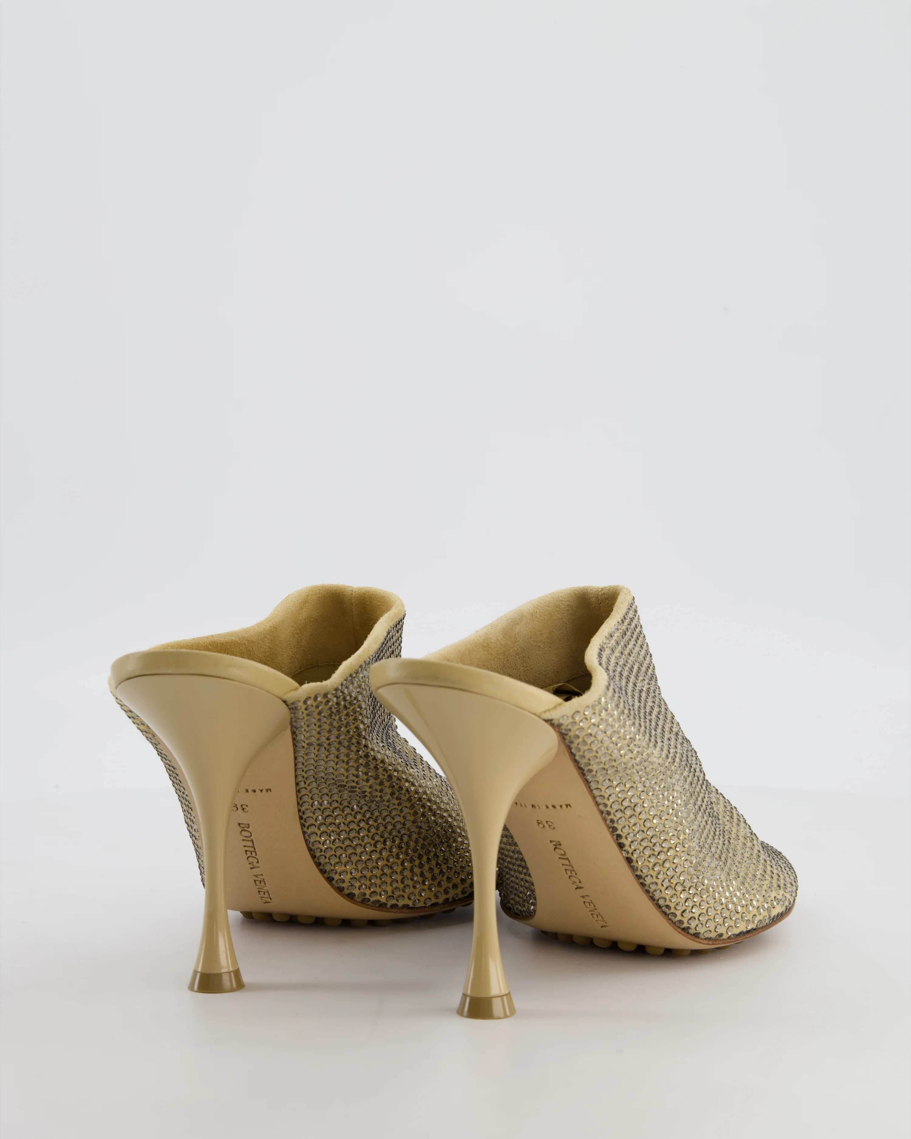 Bottega Veneta Beige Rhinestone Dot Sock Mules Size EU 39 - Image 3