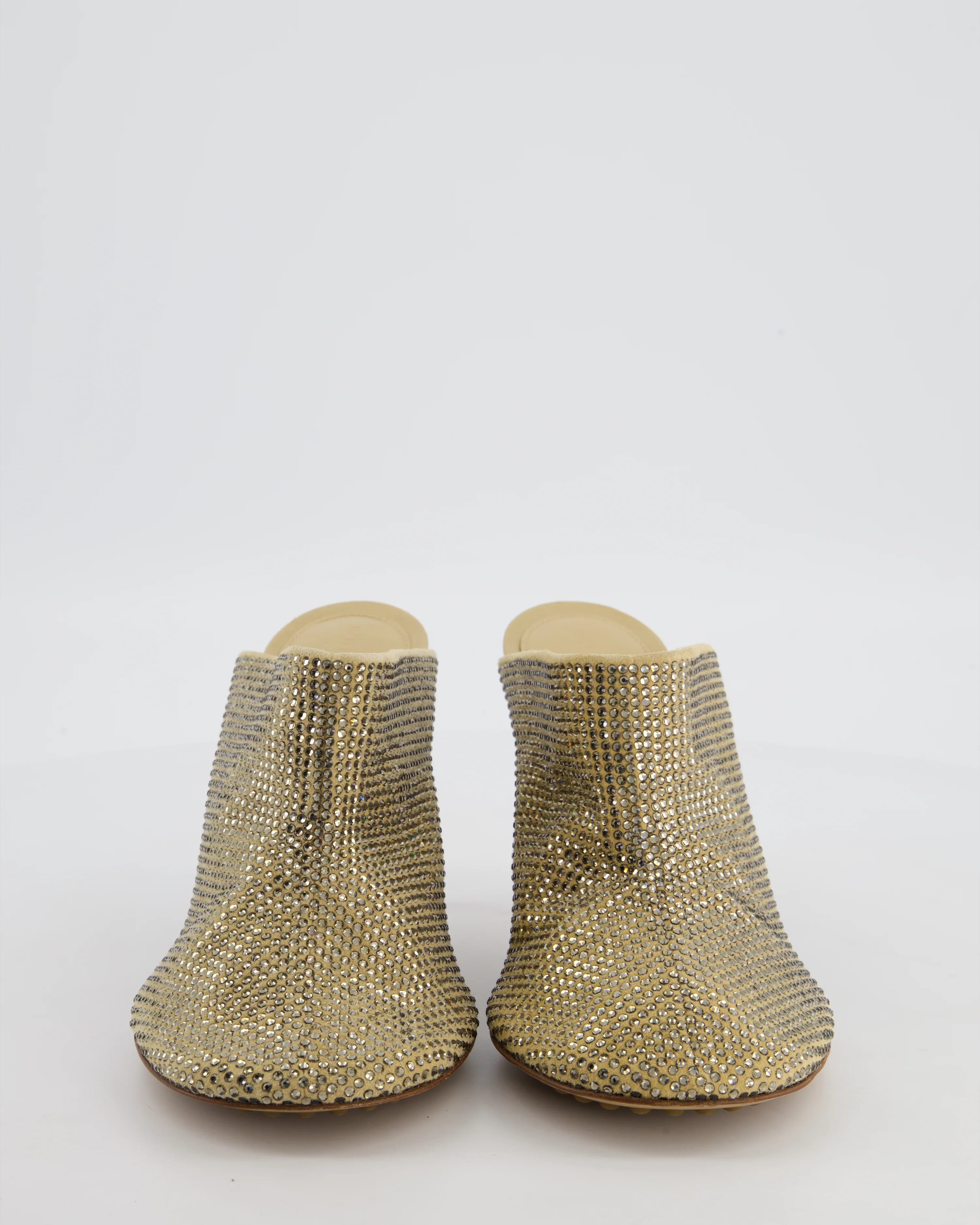 Bottega Veneta Beige Rhinestone Dot Sock Mules Size EU 39 - Image 4