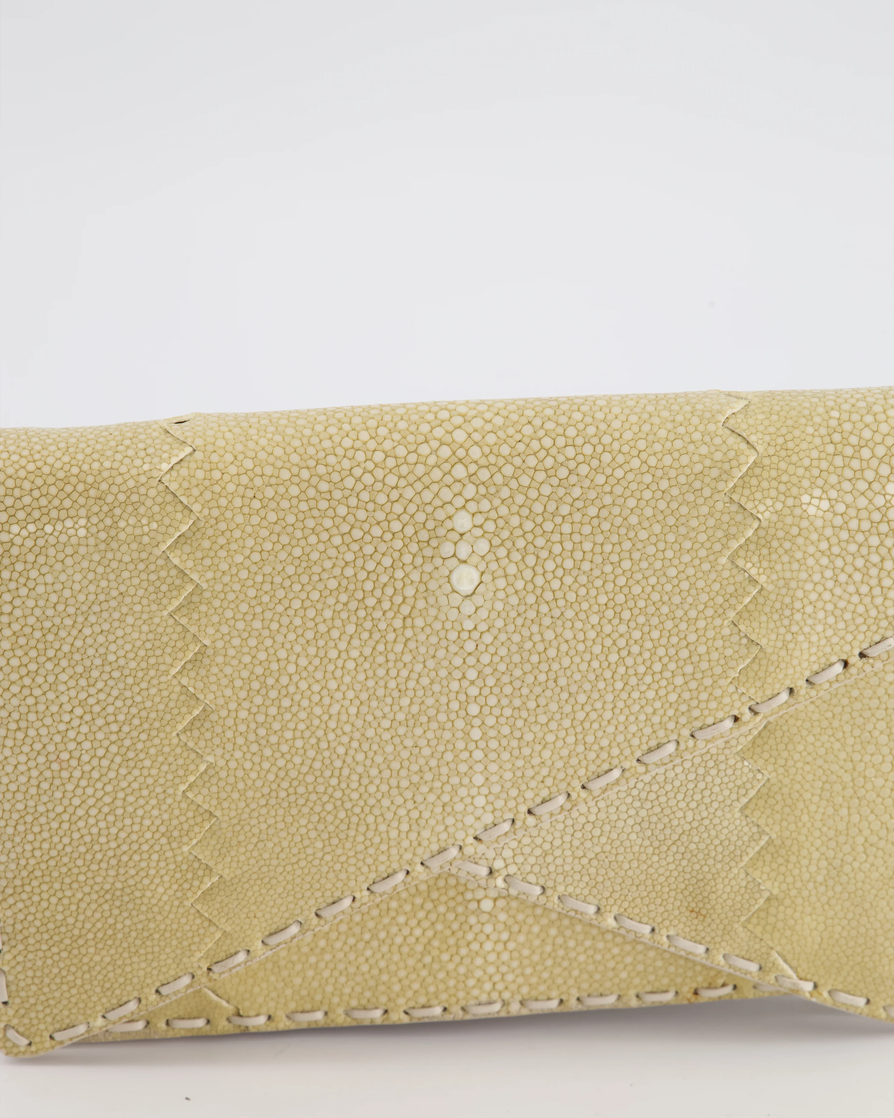 Bottega Veneta Beige Stingray Envelope Double Flap Clutch Bag - Image 10