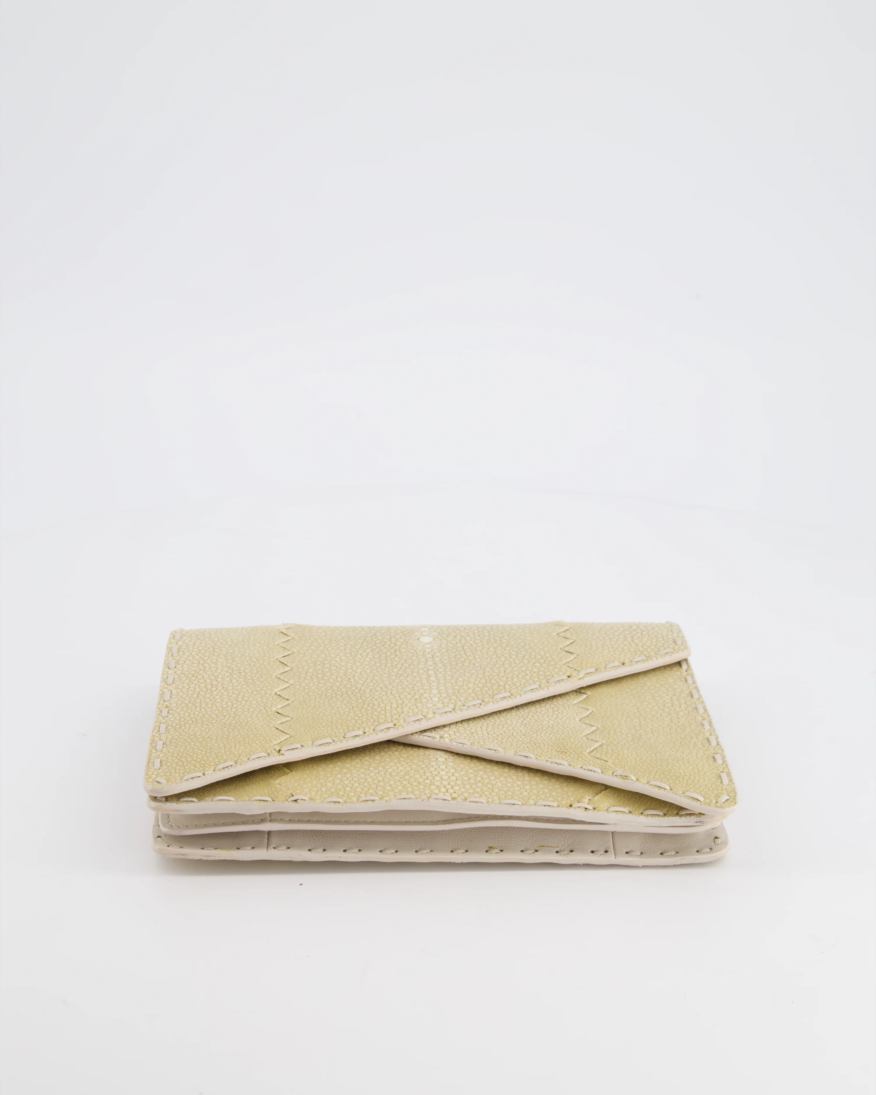 Bottega Veneta Beige Stingray Envelope Double Flap Clutch Bag - Image 12