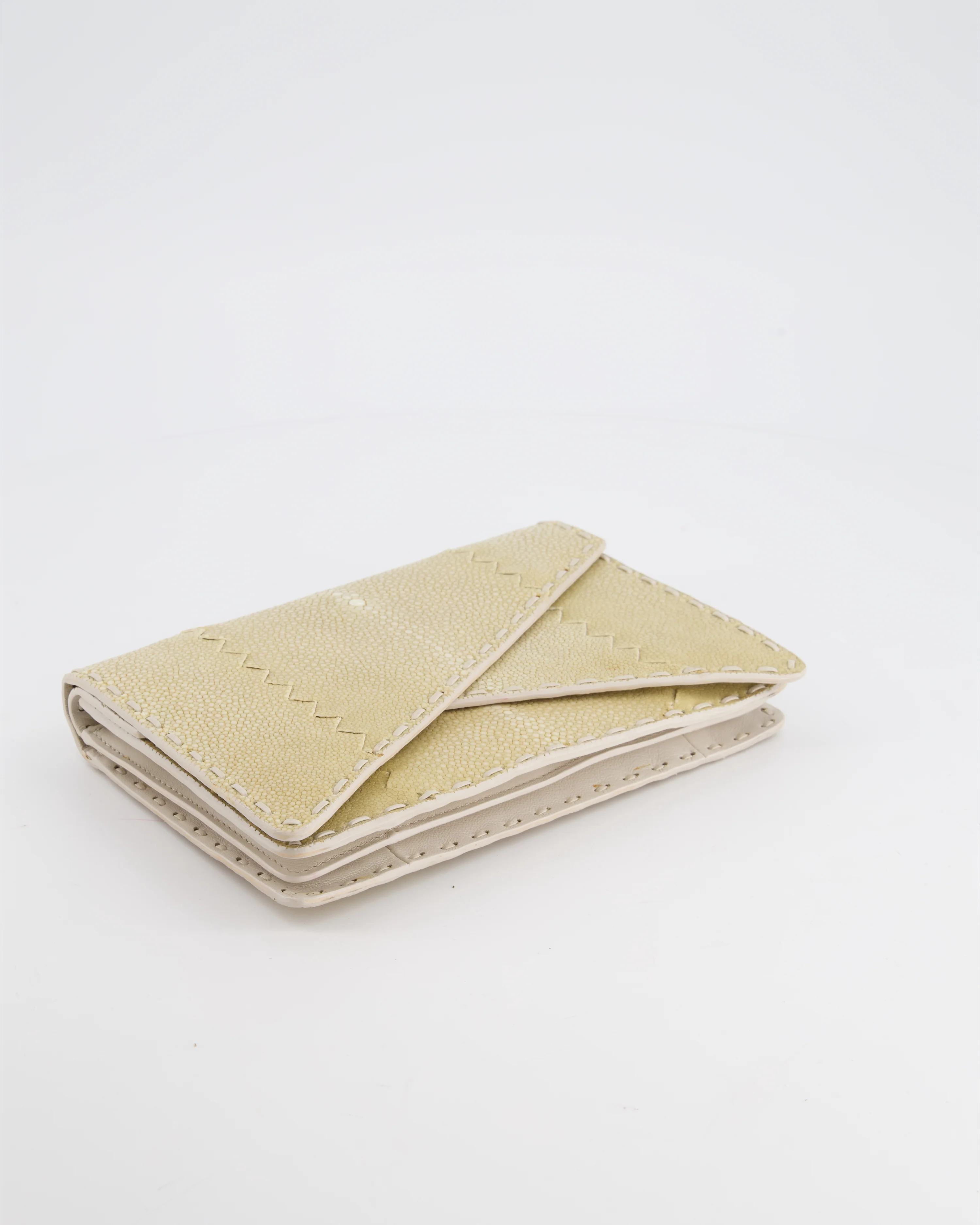 Bottega Veneta Beige Stingray Envelope Double Flap Clutch Bag - Image 13