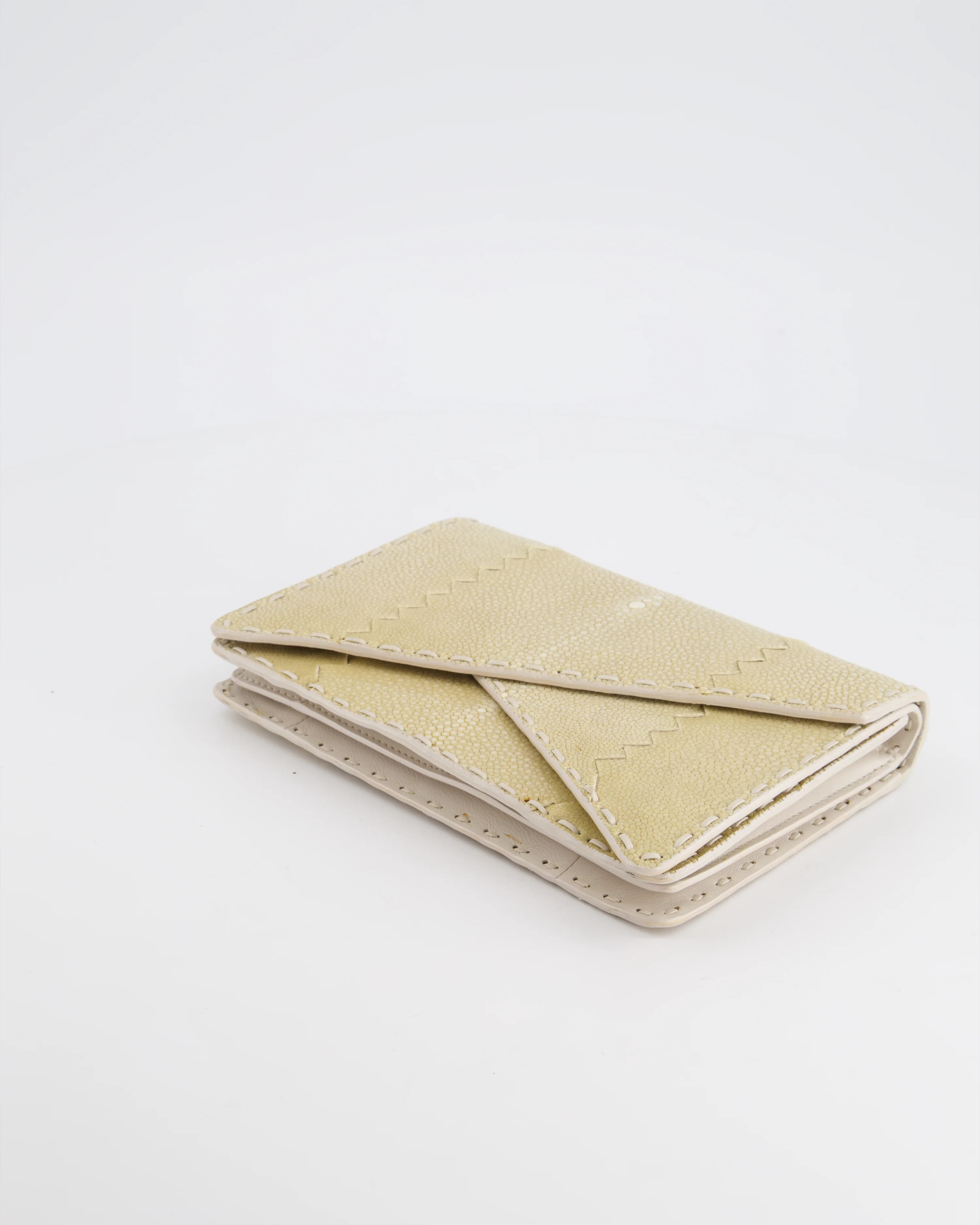 Bottega Veneta Beige Stingray Envelope Double Flap Clutch Bag - Image 14