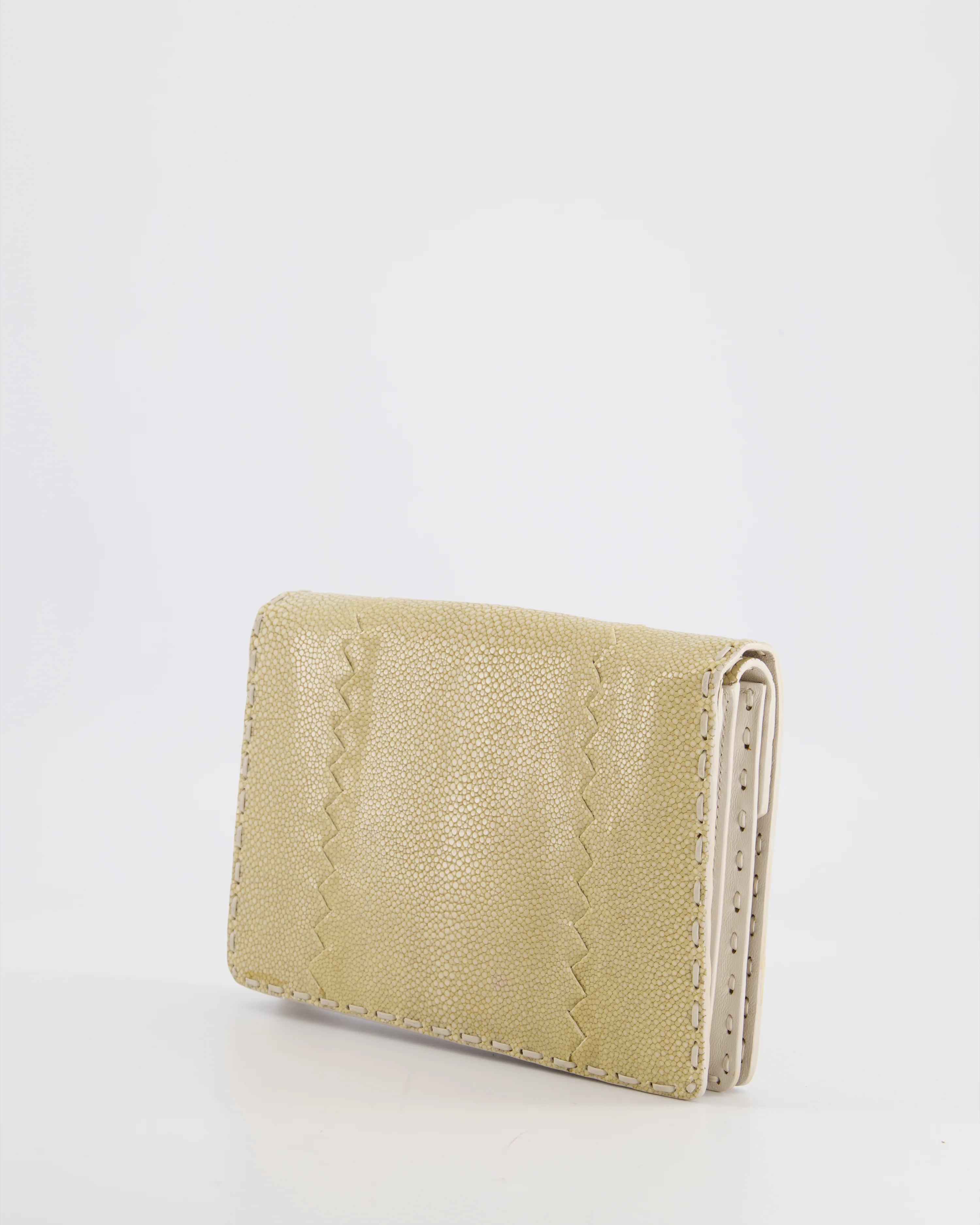 Bottega Veneta Beige Stingray Envelope Double Flap Clutch Bag - Image 4