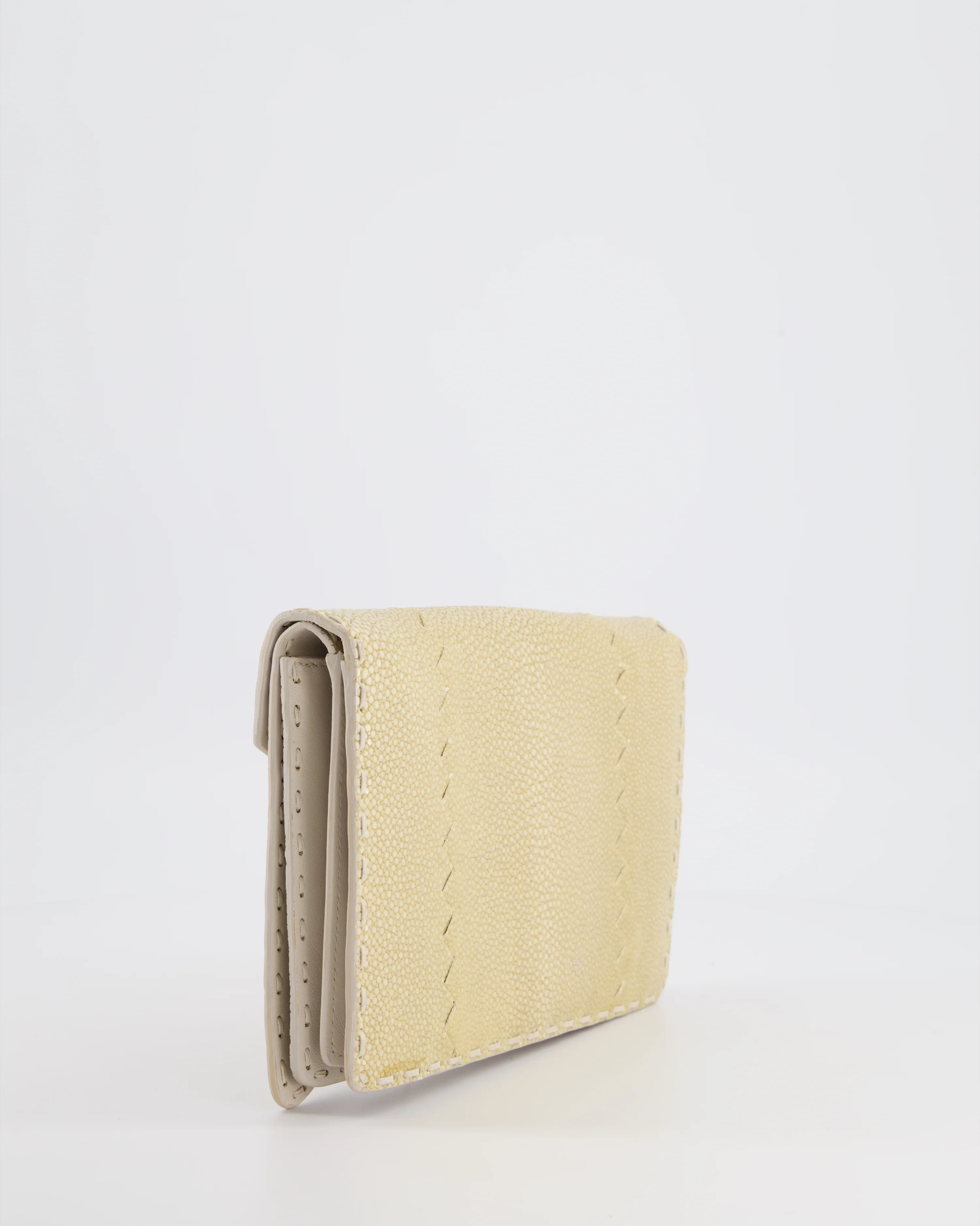 Bottega Veneta Beige Stingray Envelope Double Flap Clutch Bag - Image 6