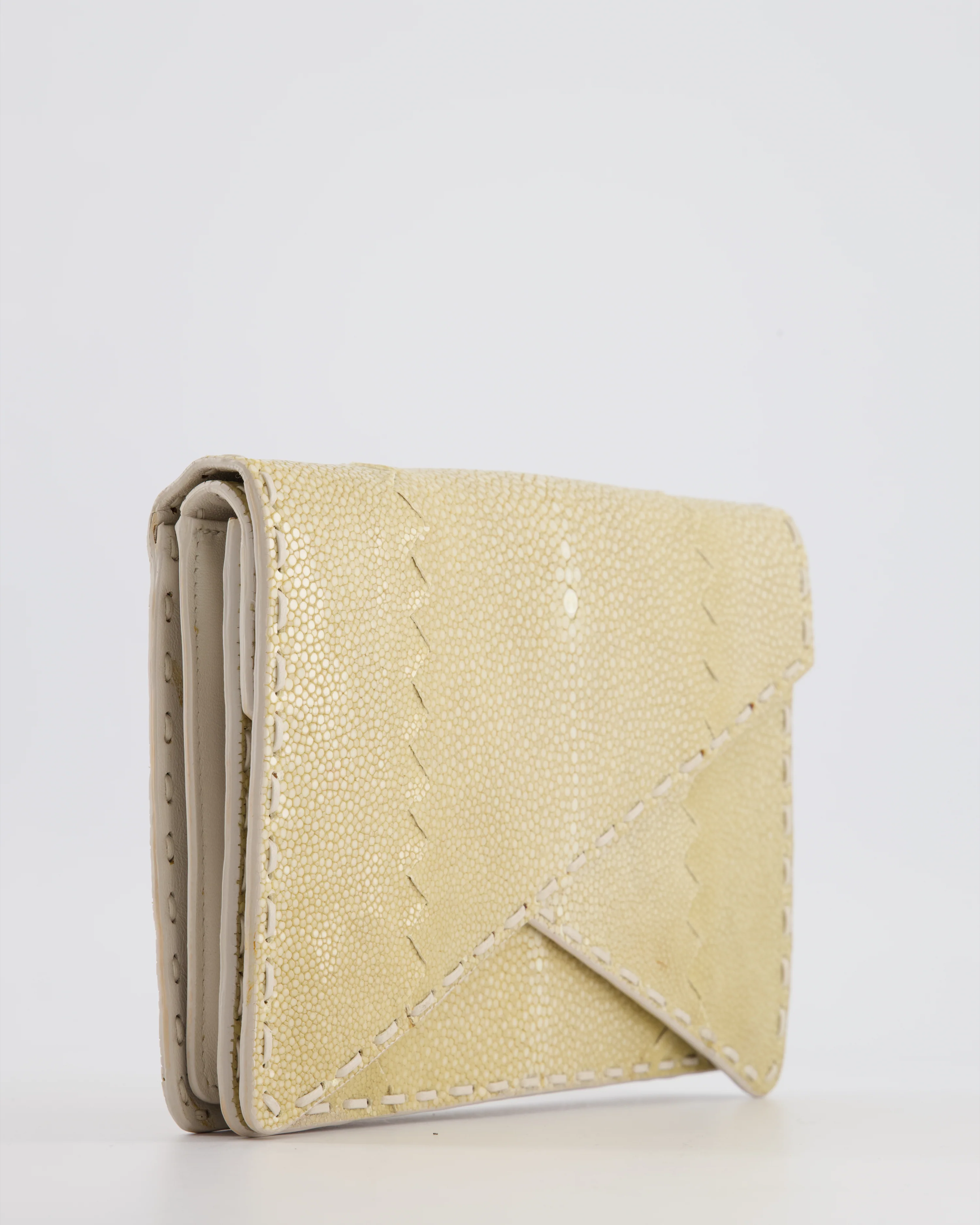 Bottega Veneta Beige Stingray Envelope Double Flap Clutch Bag - Image 8