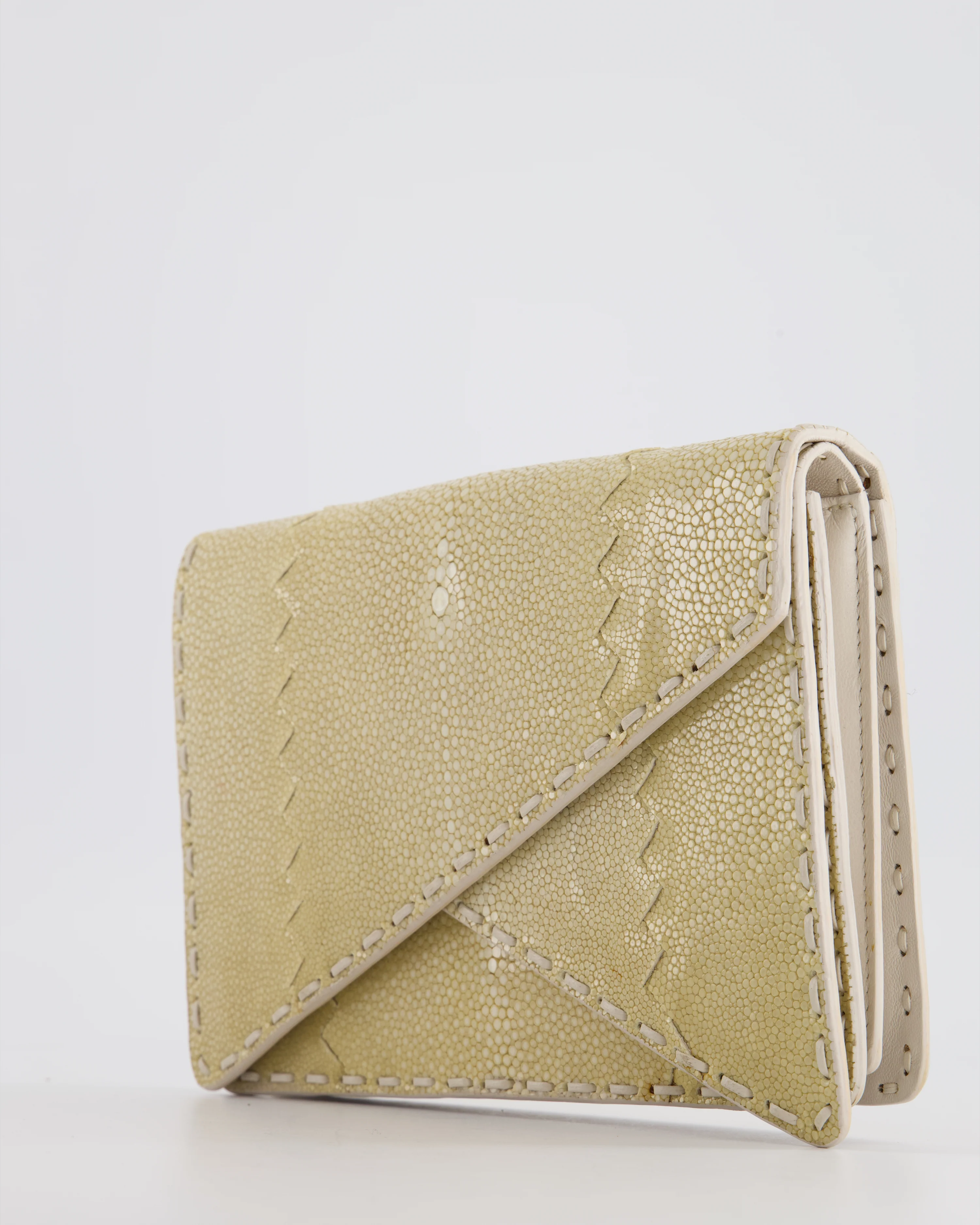 Bottega Veneta Beige Stingray Envelope Double Flap Clutch Bag - Image 9