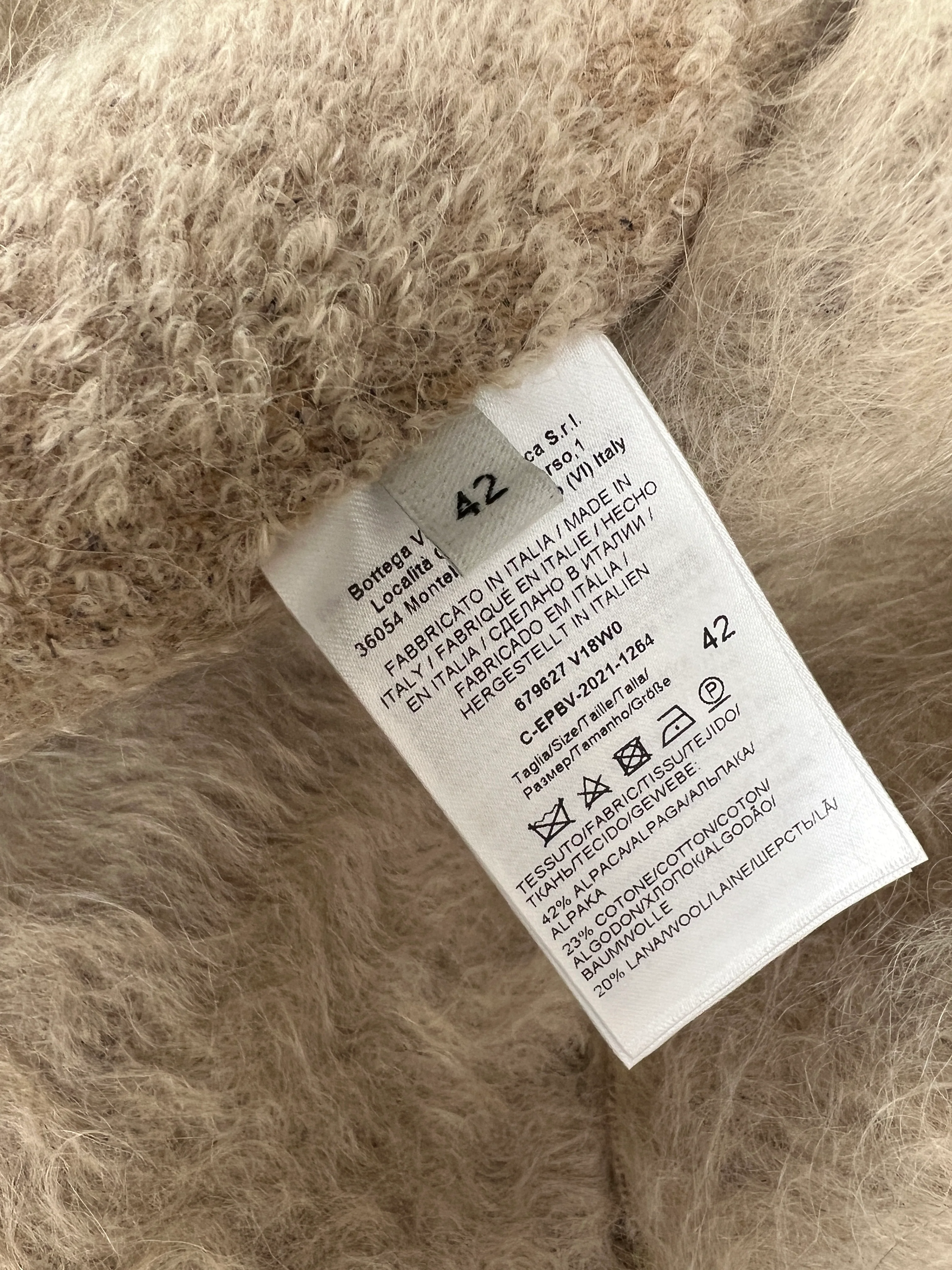 Bottega Veneta Beige Wavy Brushed Double Breasted Coat with Lapel Detail IT 42 (UK 10) - Image 9