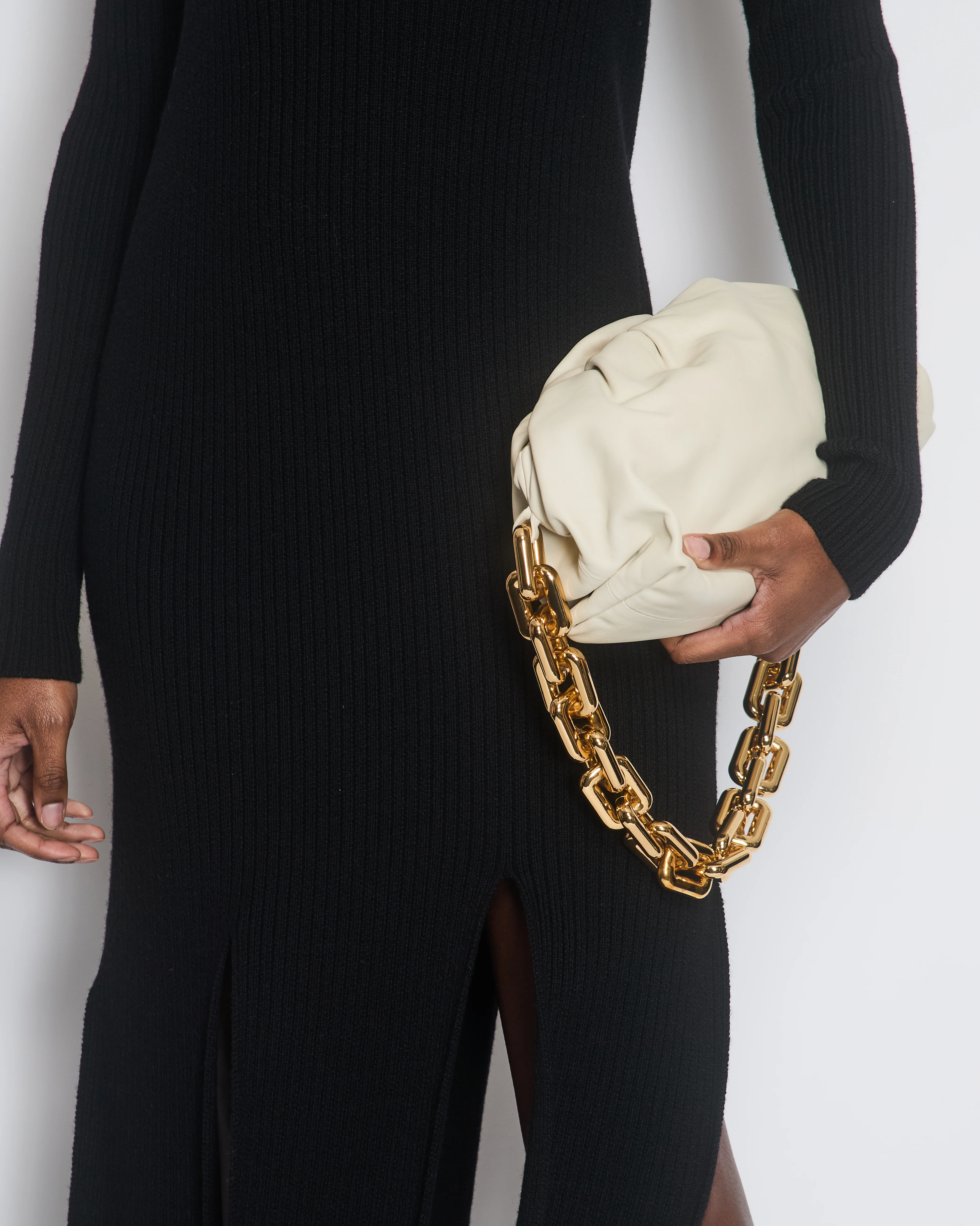 Bottega Veneta Black High-Neck Ribbed Long Sleeve Dress with Split Detail Size S (UK 8) - Image 5