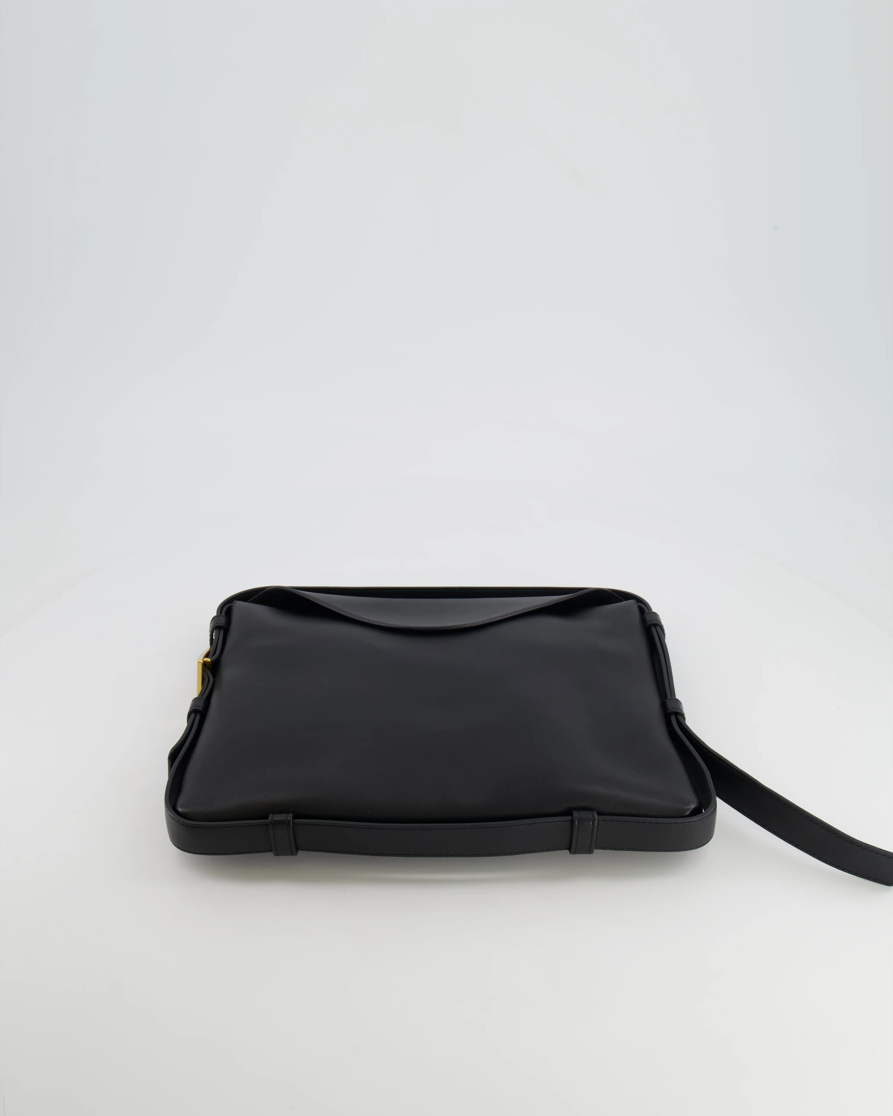 Bottega Veneta Black Leather Triangle Top Handle Bag with Gold Hardware - Image 16