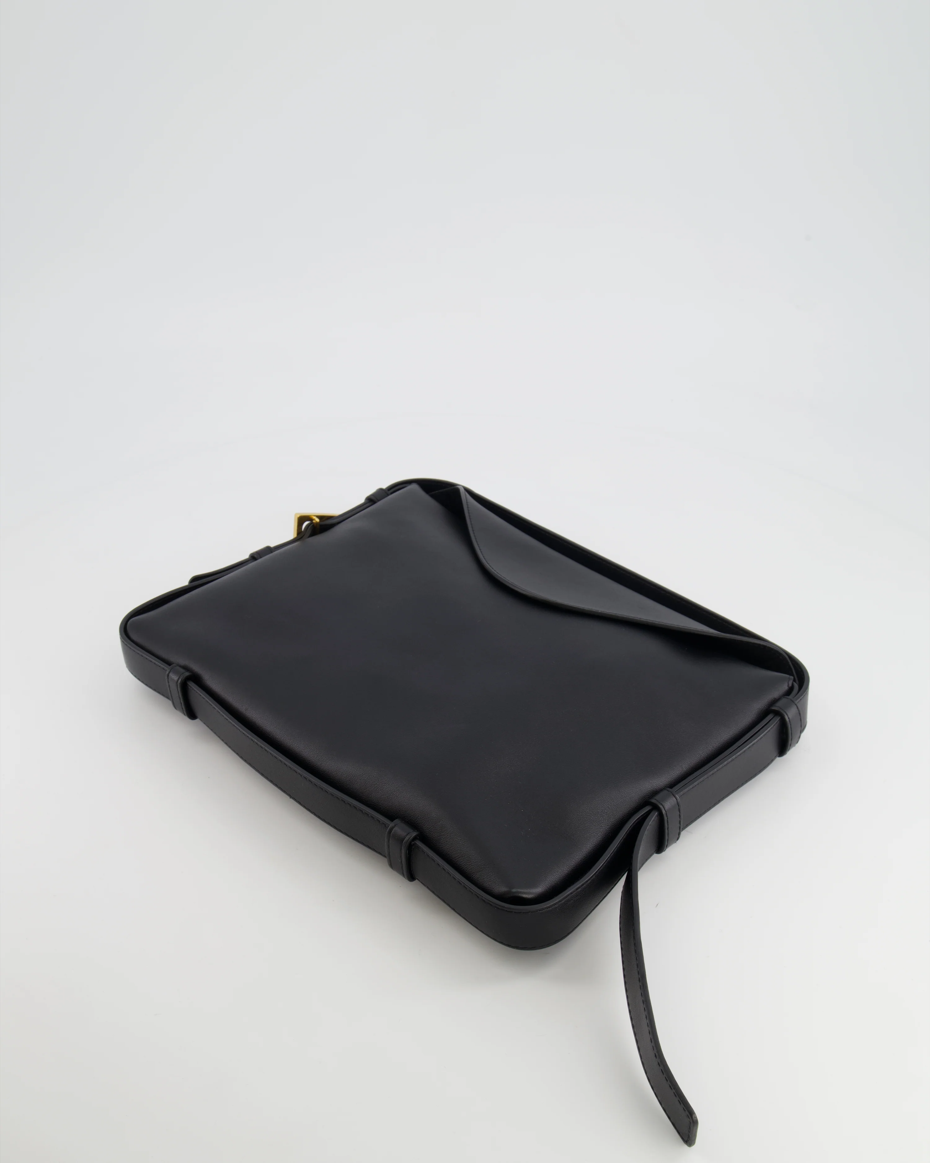 Bottega Veneta Black Leather Triangle Top Handle Bag with Gold Hardware - Image 18