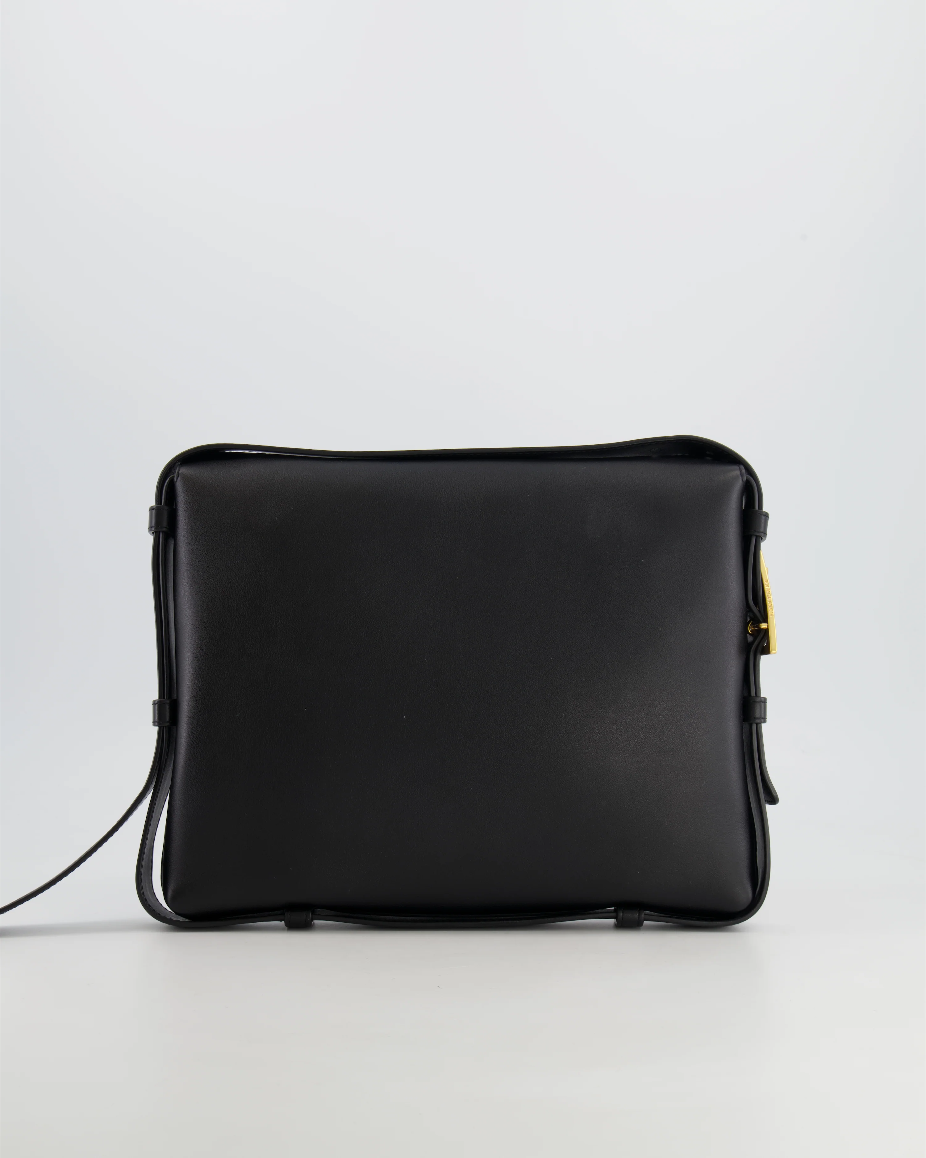 Bottega Veneta Black Leather Triangle Top Handle Bag with Gold Hardware - Image 5