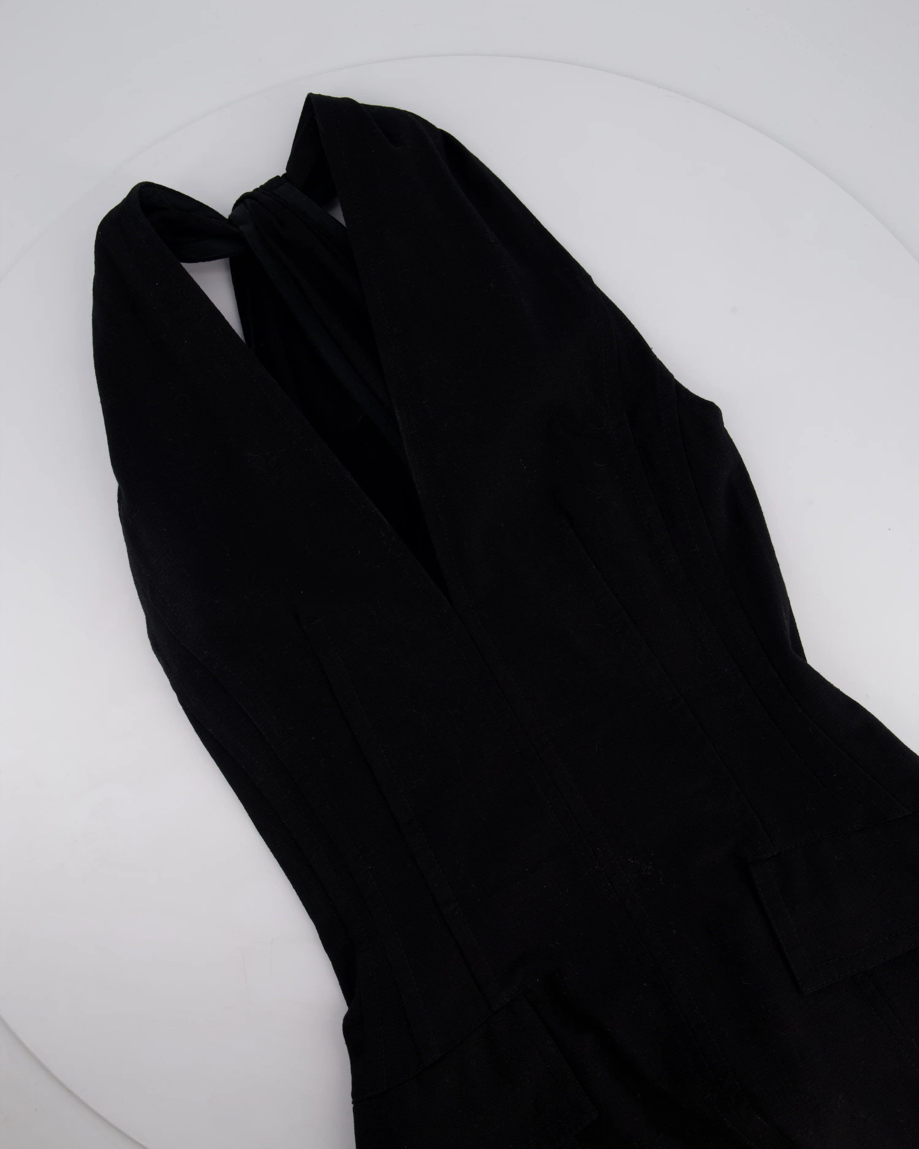 Bottega Veneta Black Sleeveless Cotton Midi Dress with Twist Back and Pocket Detail Size IT 40 (UK 8) - Image 5