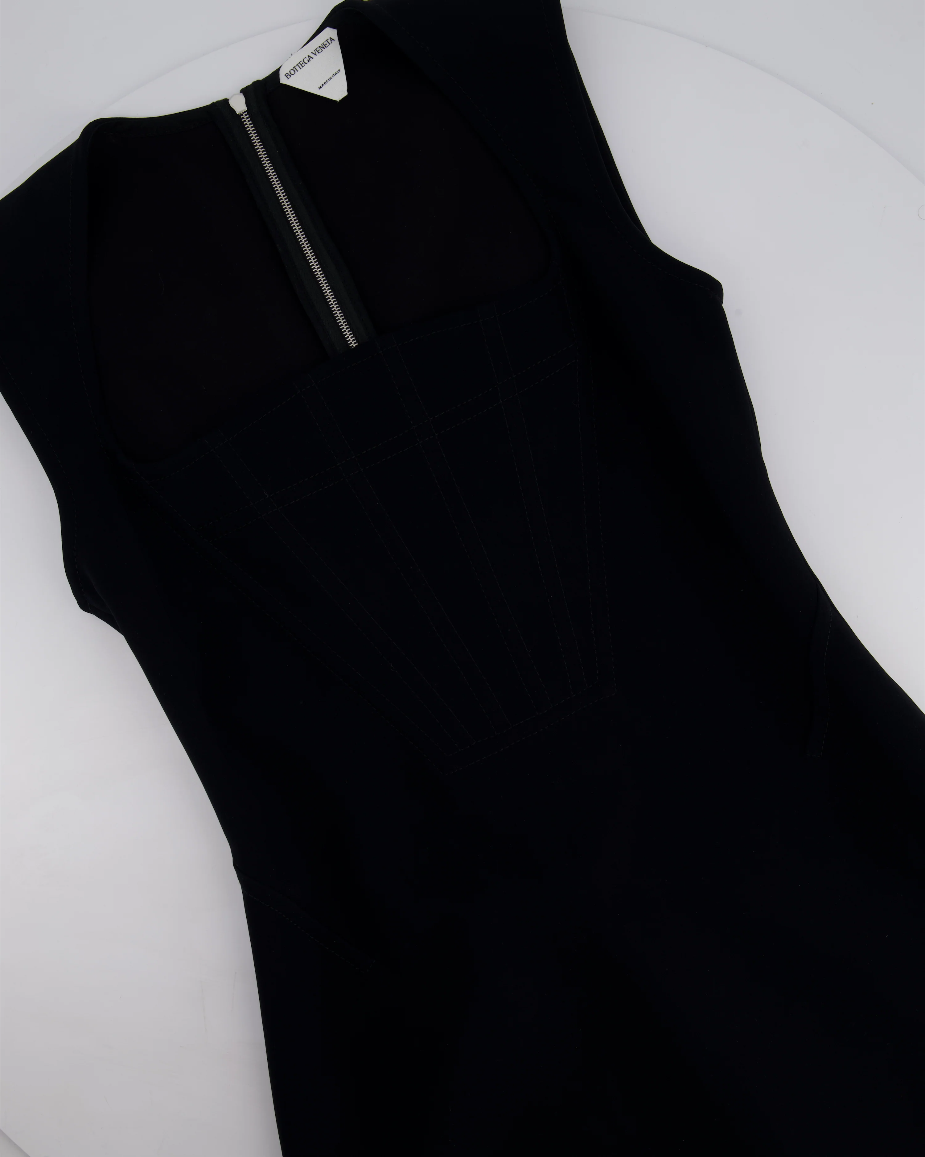 Bottega Veneta Black Sleeveless Mini Dress with Front Corset Detail Size IT 40 (UK 8) - Image 6