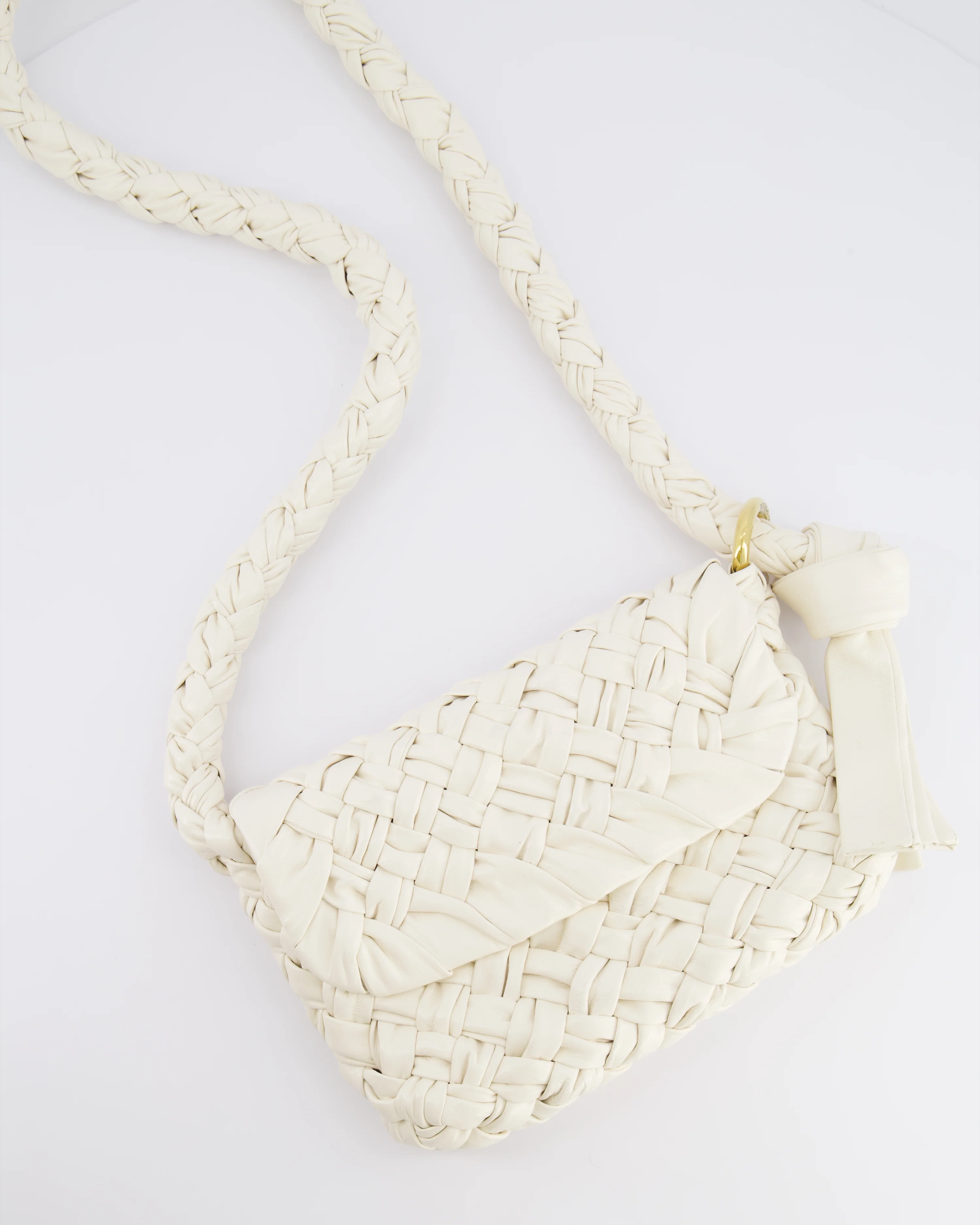 Bottega Veneta Bone White Small Kalimero Leather Citta Bag with Gold Hardware RRP £3,140