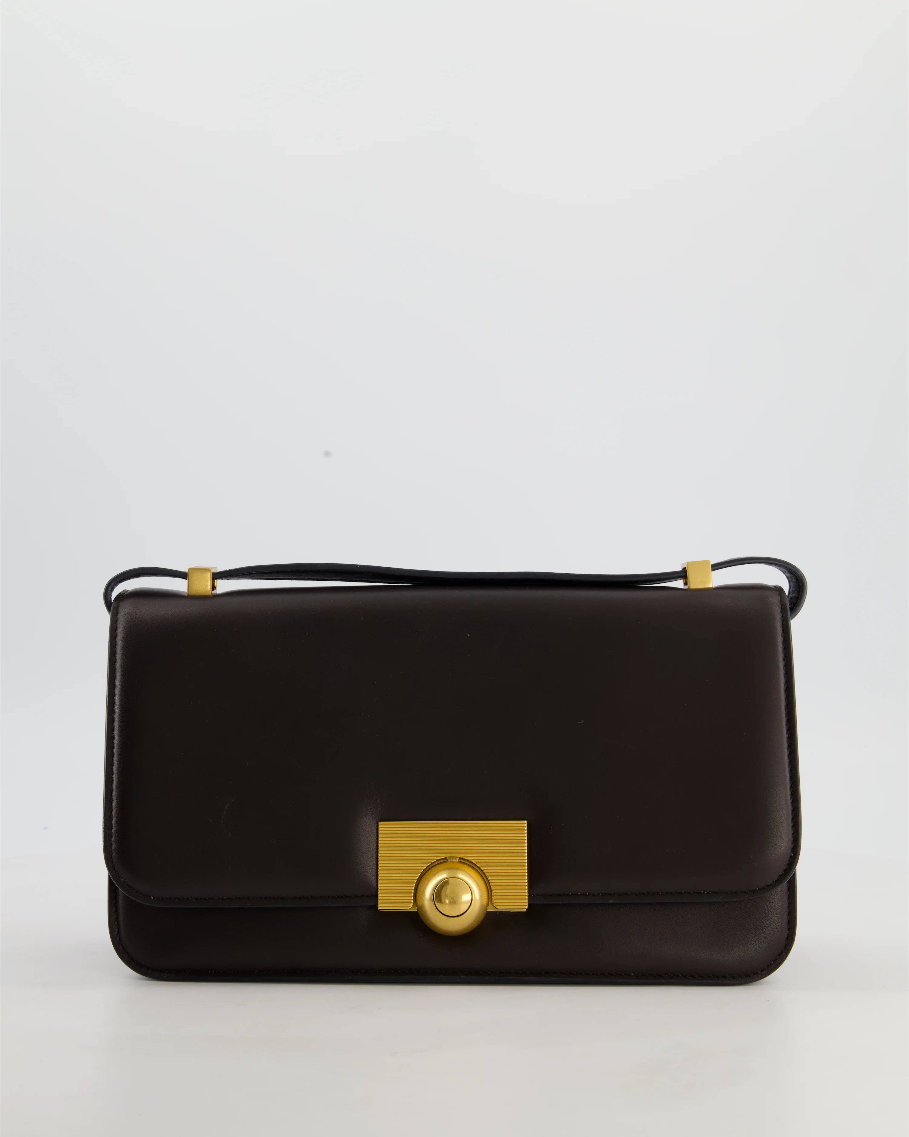 Bottega Veneta Brown Spazzolato Calfskin Leather Shoulder Bag with Brushed Gold Hardware - Image 3