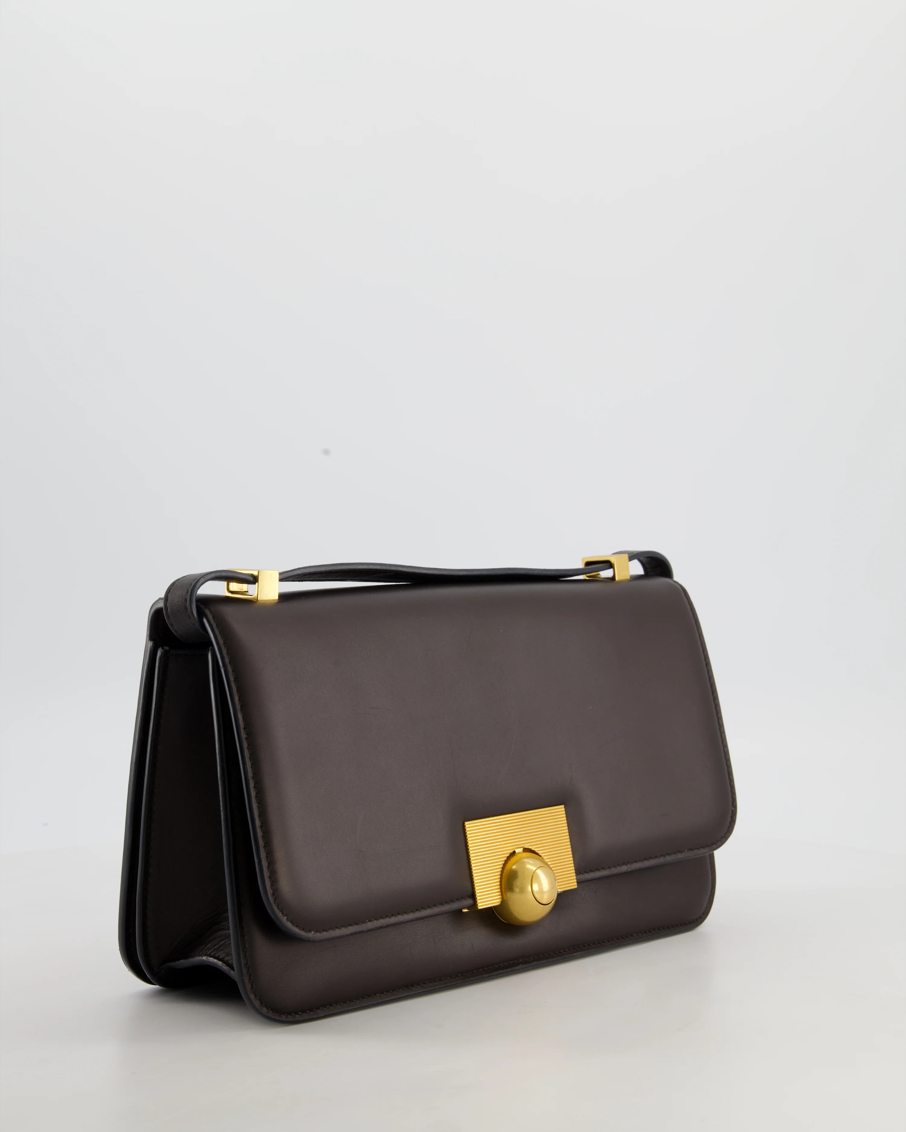 Bottega Veneta Brown Spazzolato Calfskin Leather Shoulder Bag with Brushed Gold Hardware - Image 4